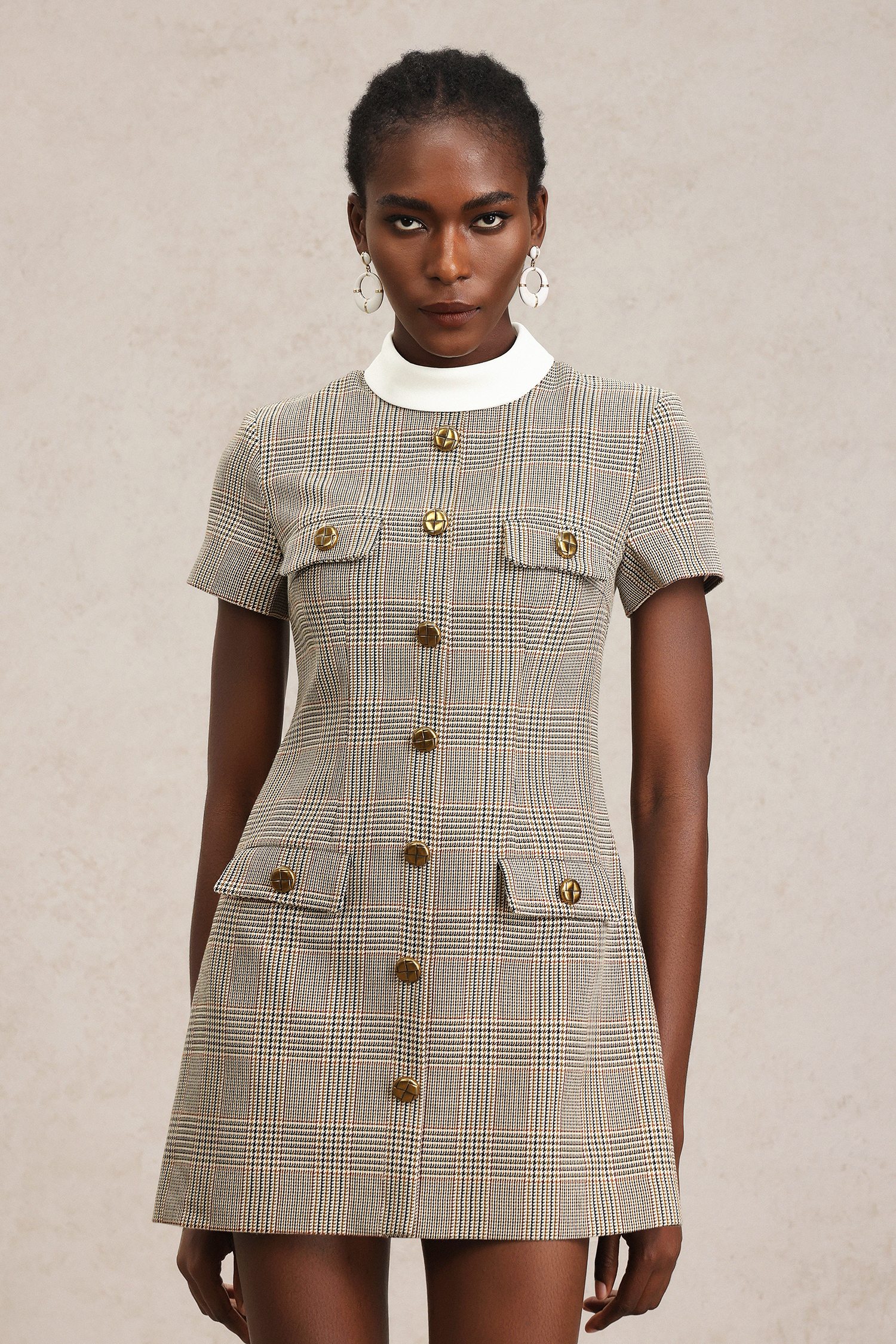 Rachel Short Sleeves Round Neck Mini Dress
