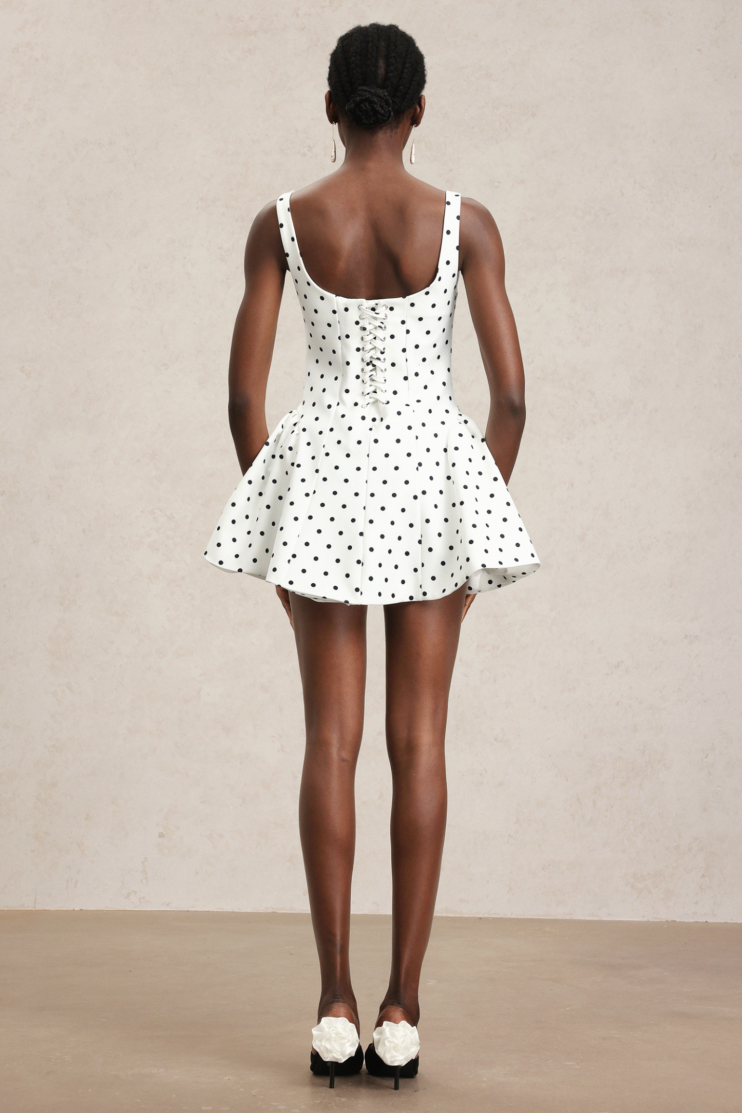 Ornella Halter Sleeveless Dot Printed Mini Dress