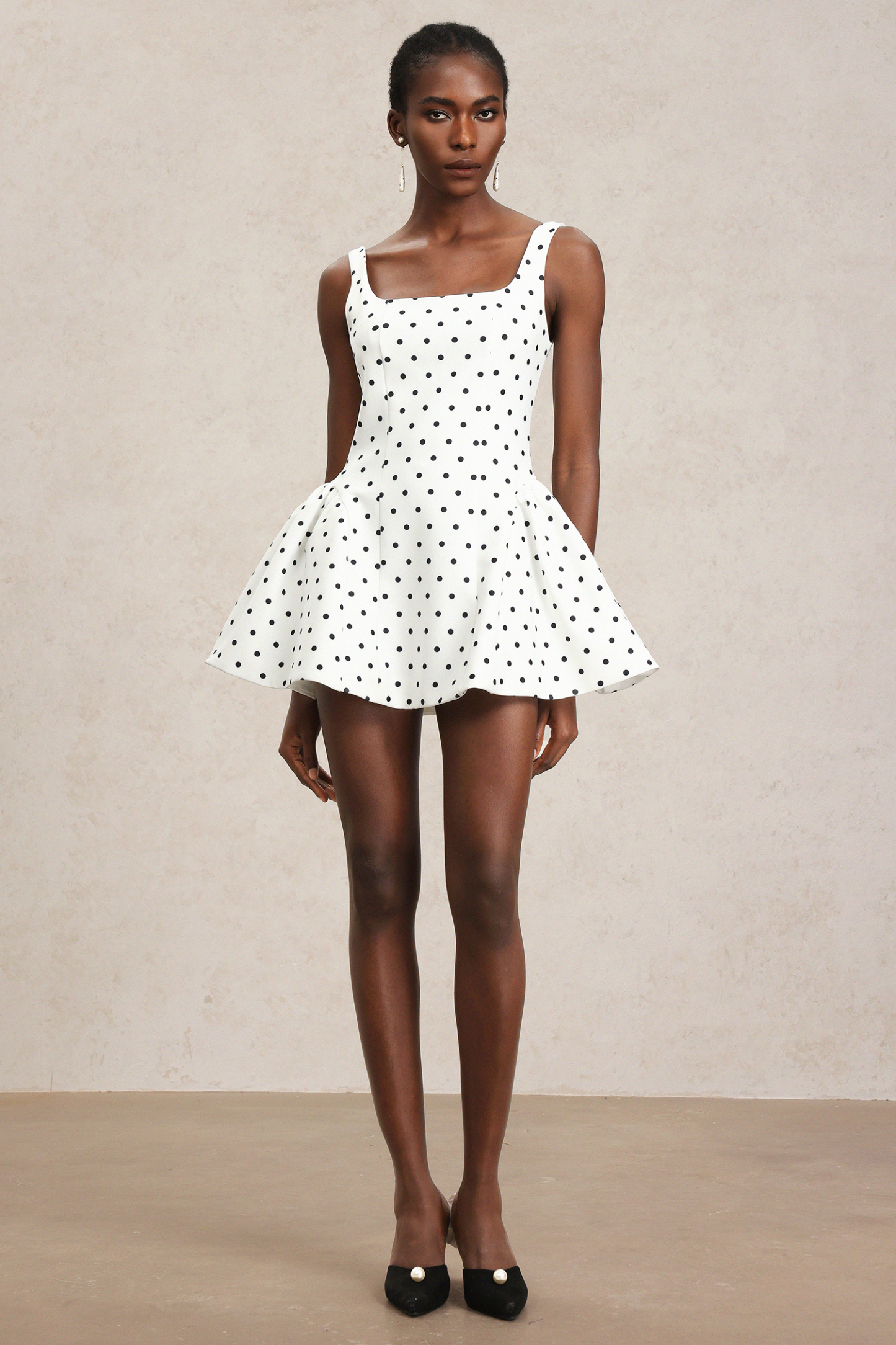 Ornella Halter Sleeveless Dot Printed Mini Dress