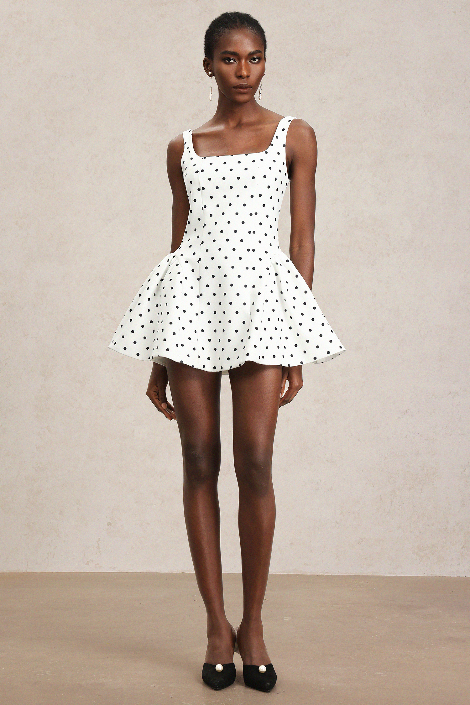 Ornella Halter Sleeveless Dot Printed Mini Dress