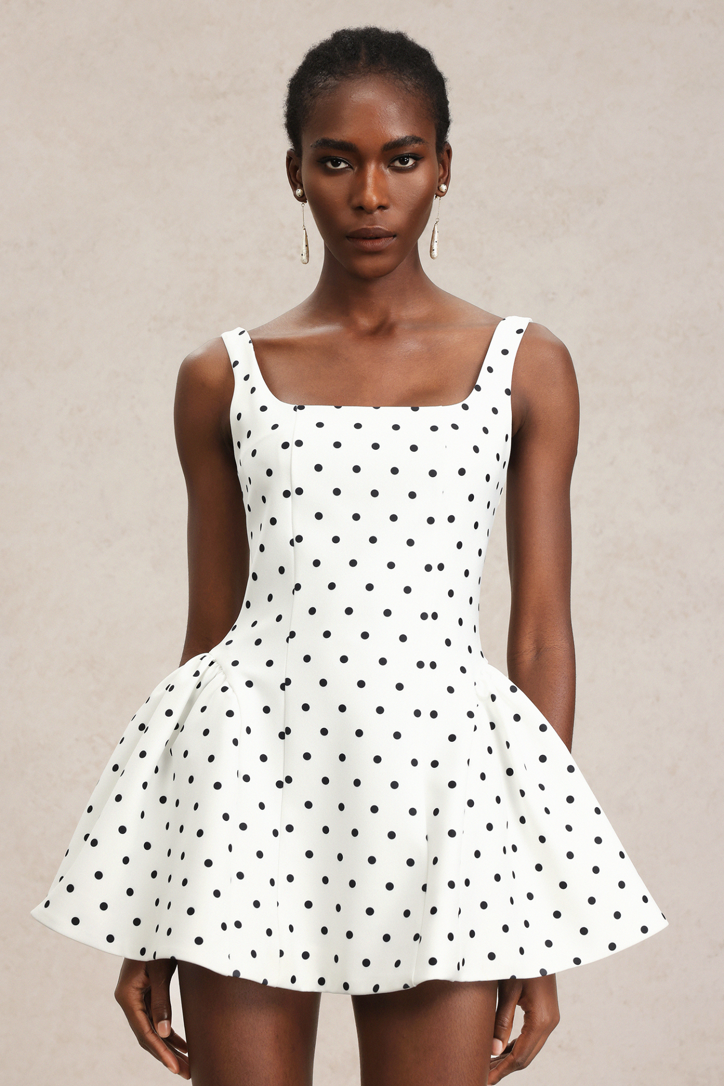 Ornella Halter Sleeveless Dot Printed Mini Dress