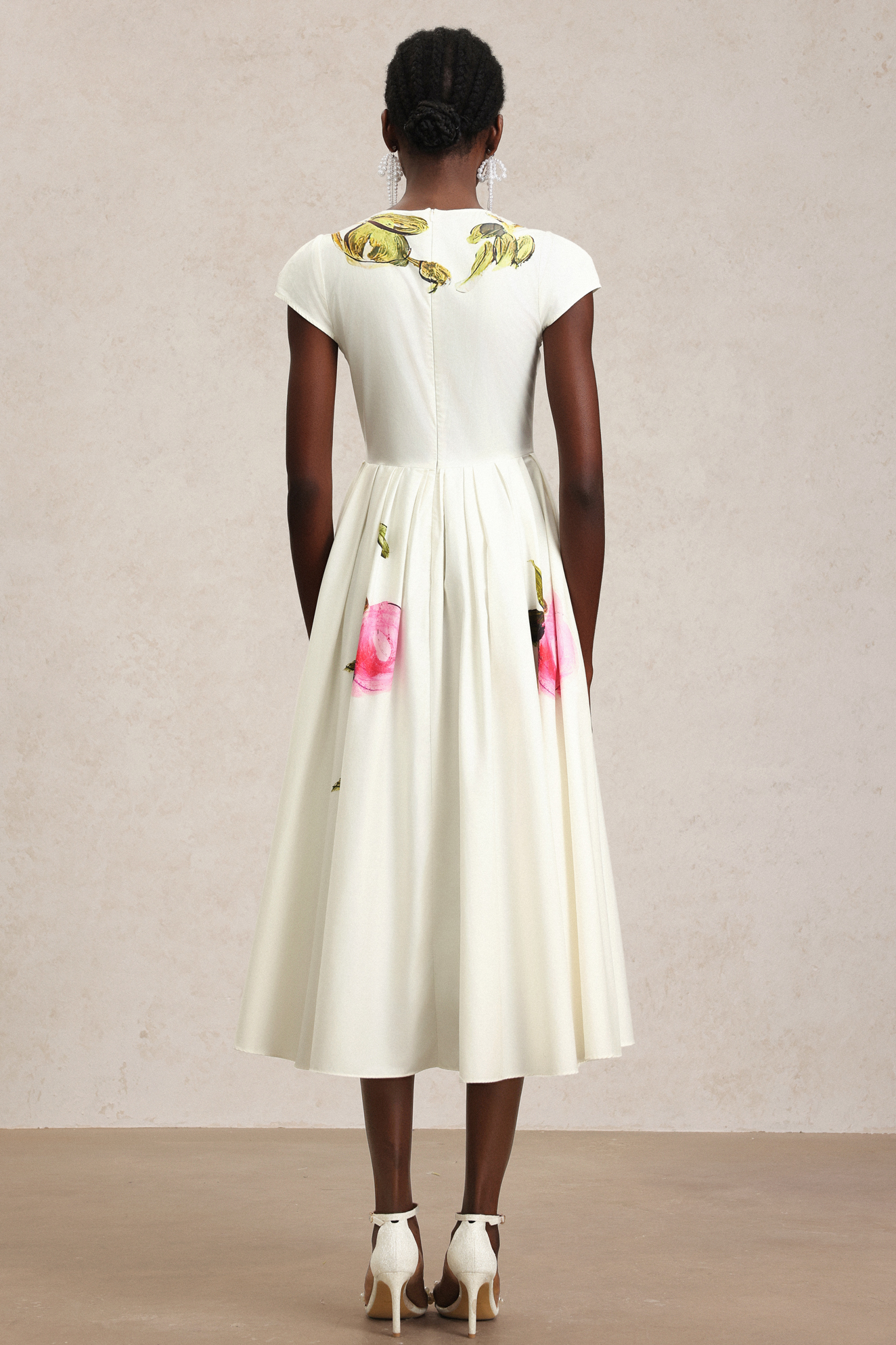 Doreen Floral Printed Round Neck Midi Dress