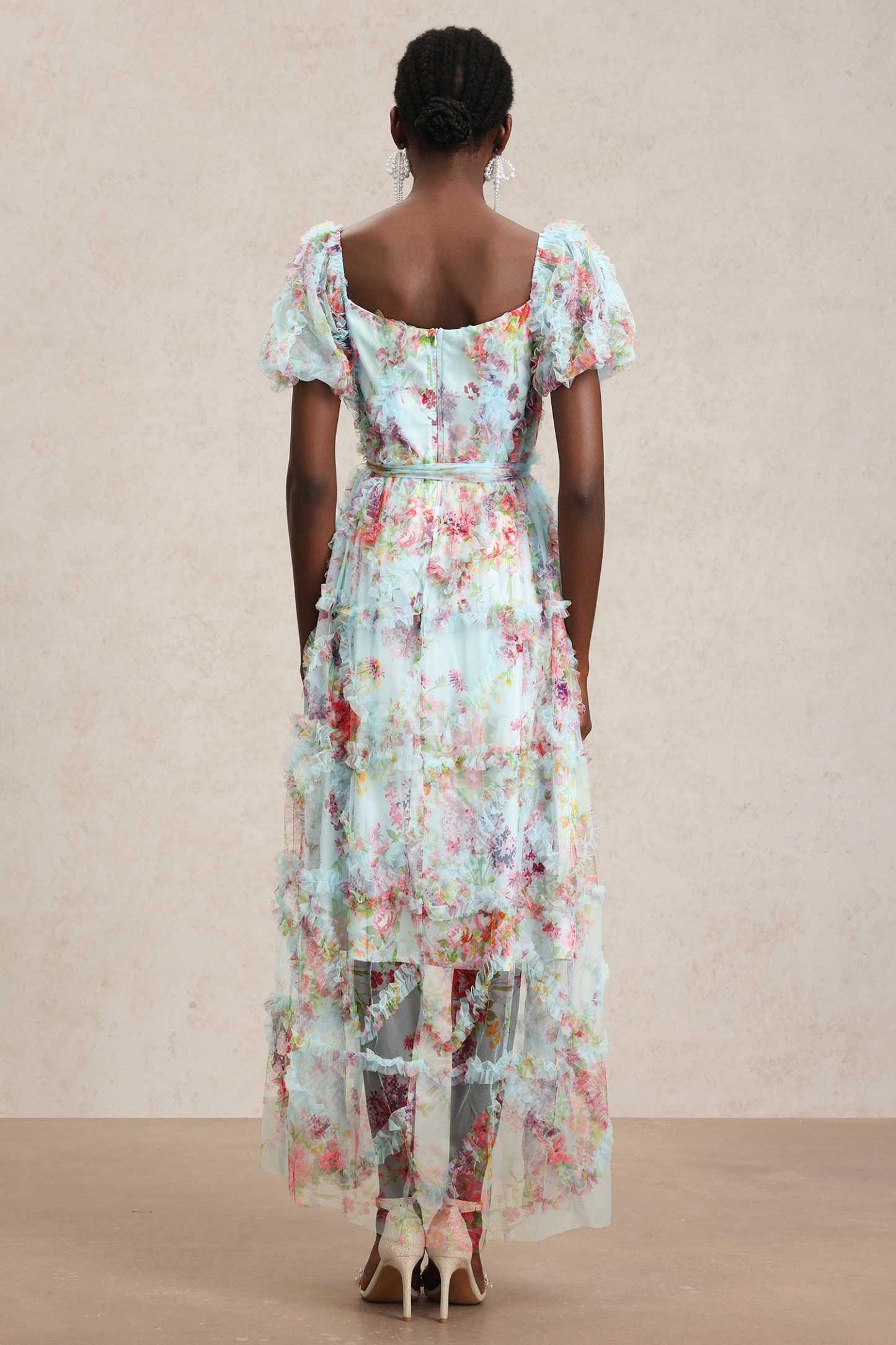 Eurin Short Sleeves Floral Printed Midi Dress