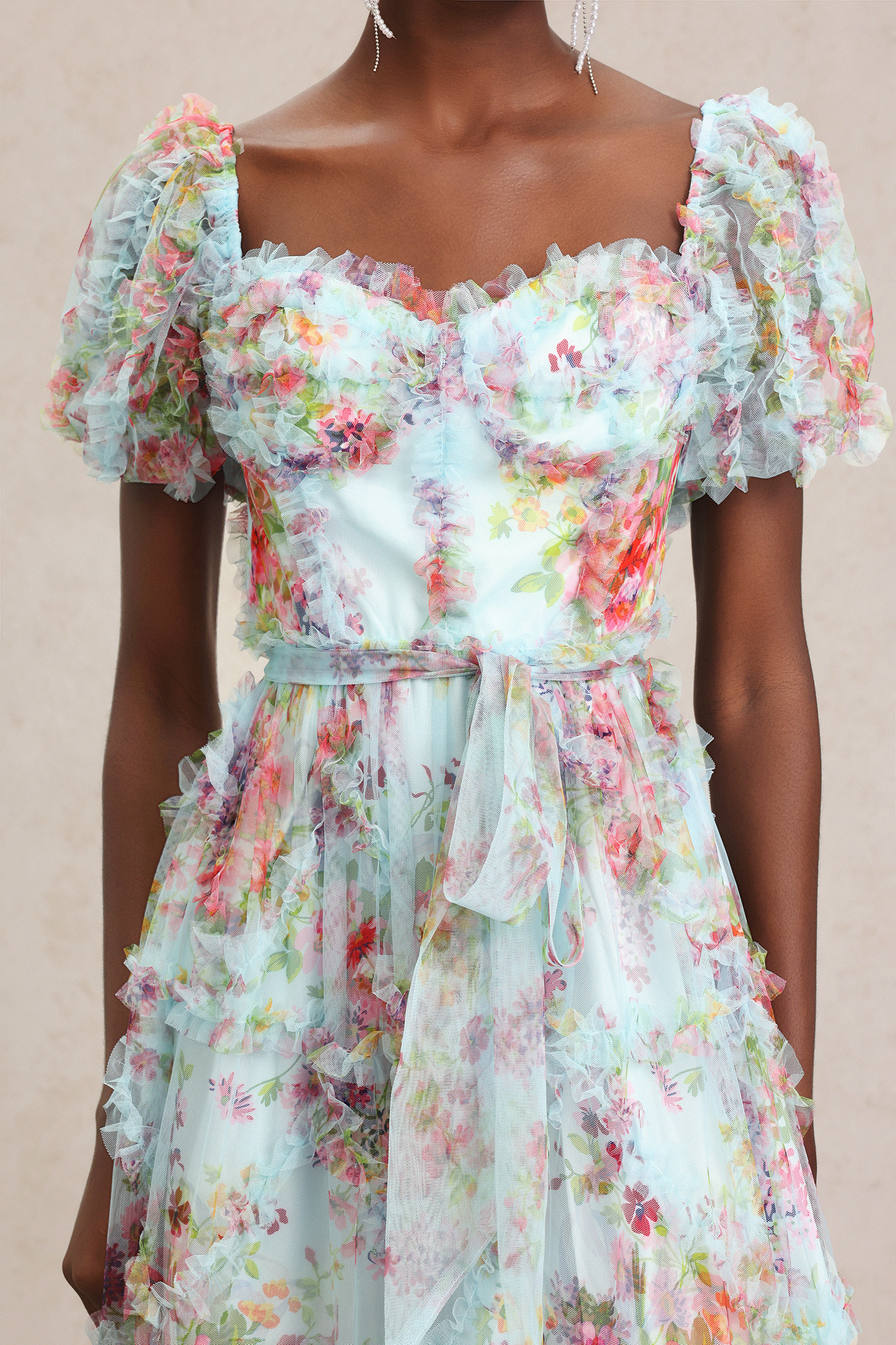 Eurin Short Sleeves Floral Printed Midi Dress