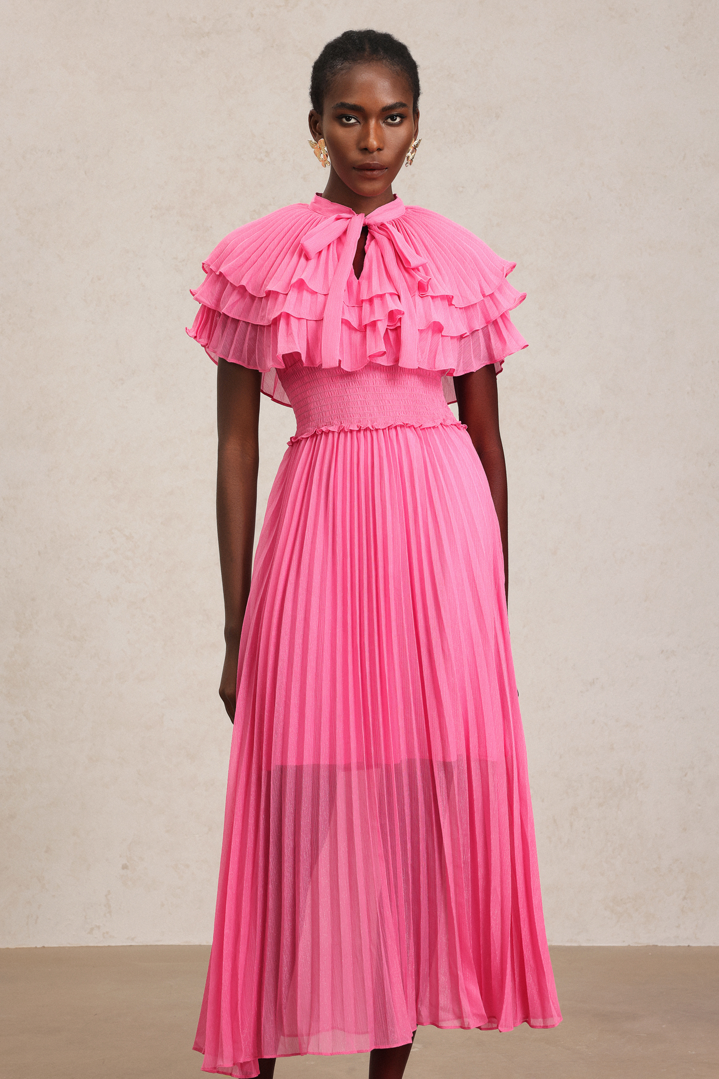 Erryn Sleeveless Folds Midi Dress