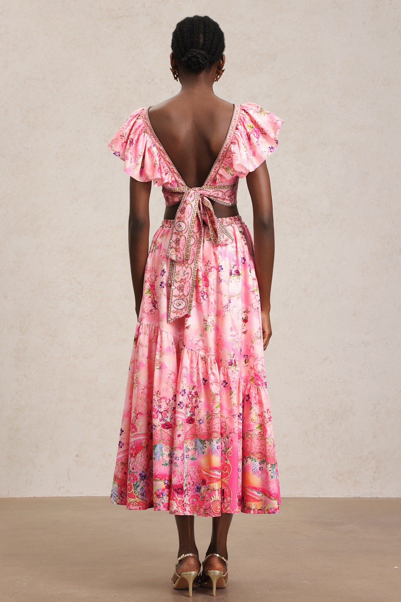 Sami Floral Printed Folds Top And Skirt Two-Piece Set