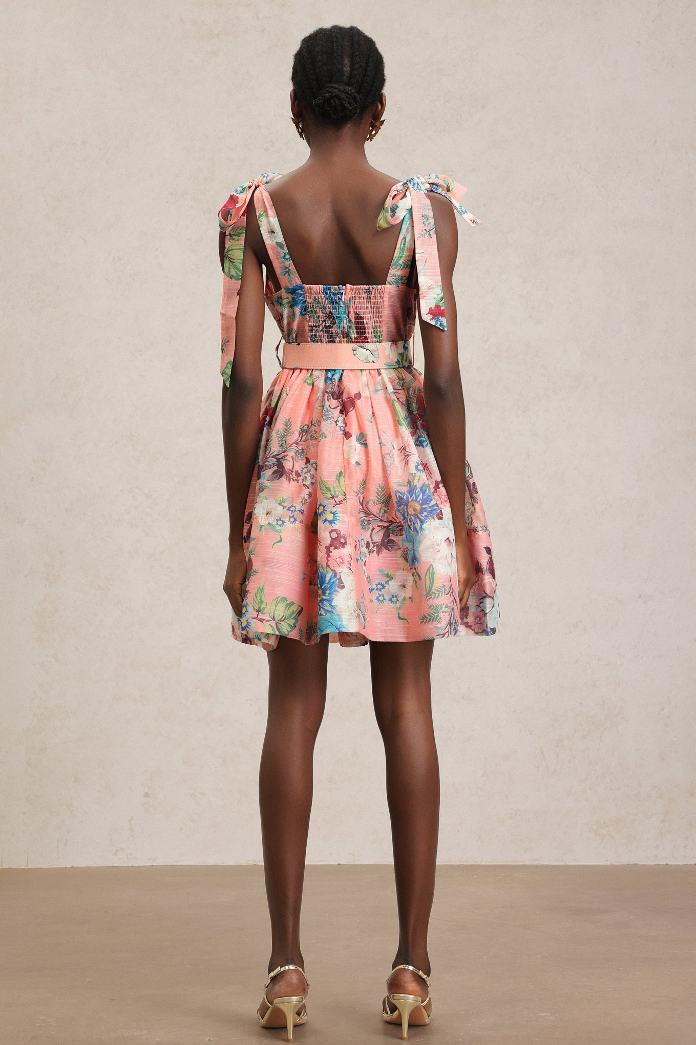Hilda Floral Printed Halter Mini Dress