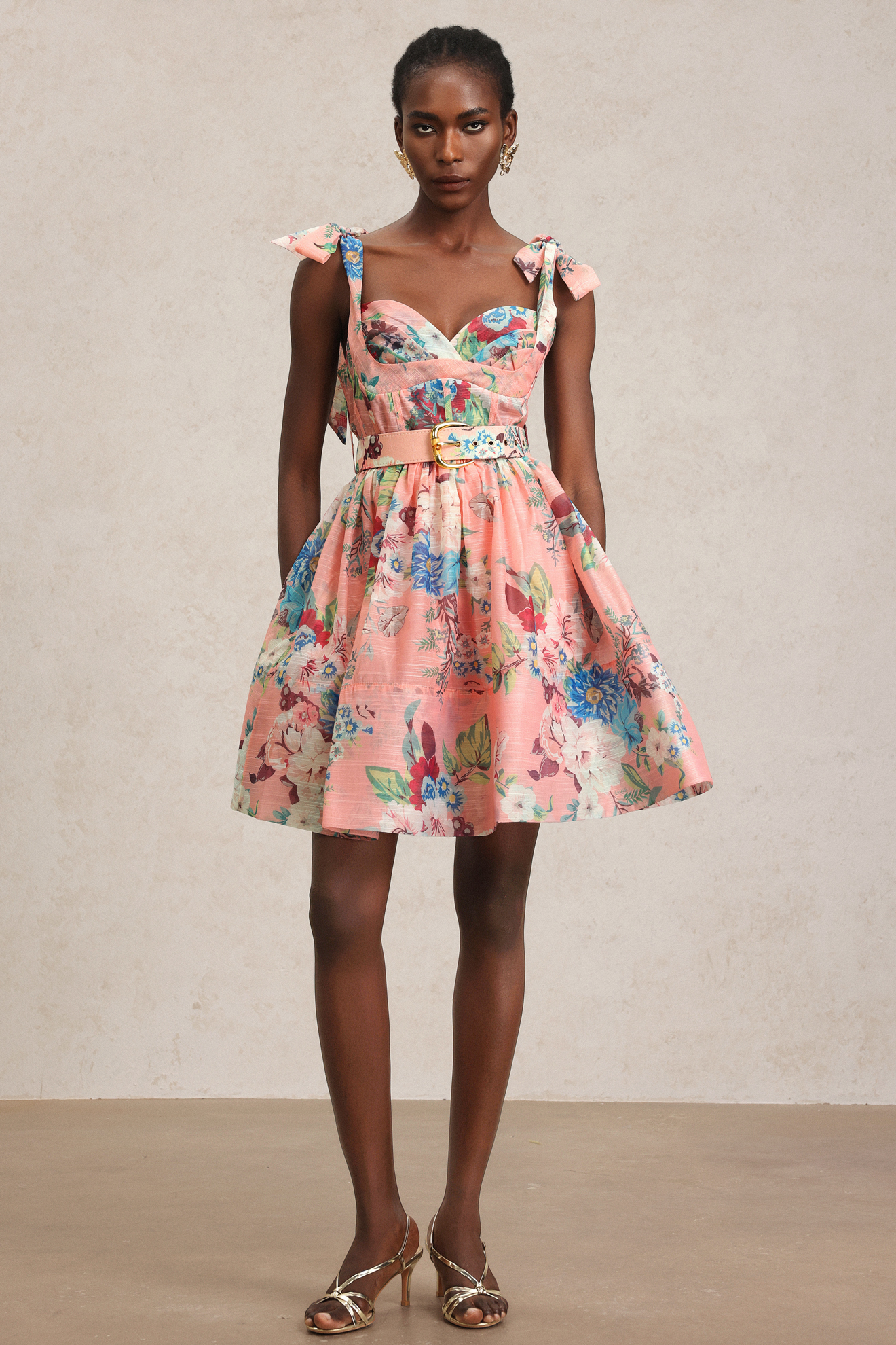 Hilda Floral Printed Halter Mini Dress