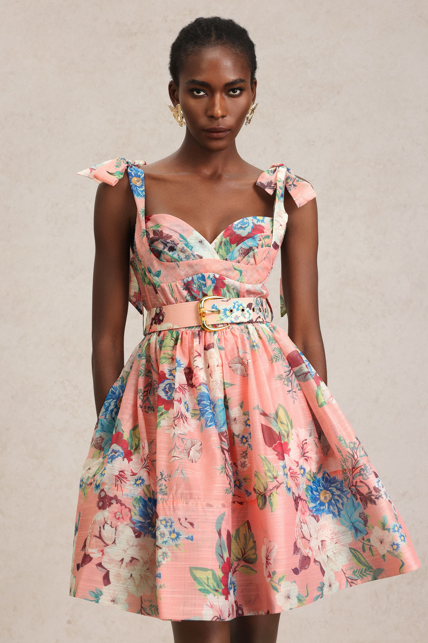 Hilda Floral Printed Halter Mini Dress