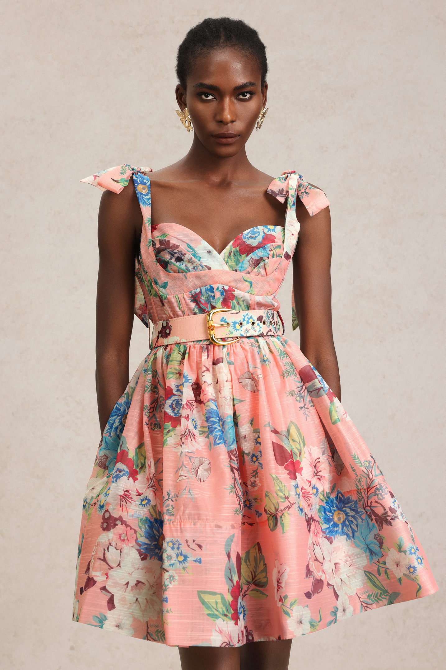 Hilda Floral Printed Halter Mini Dress