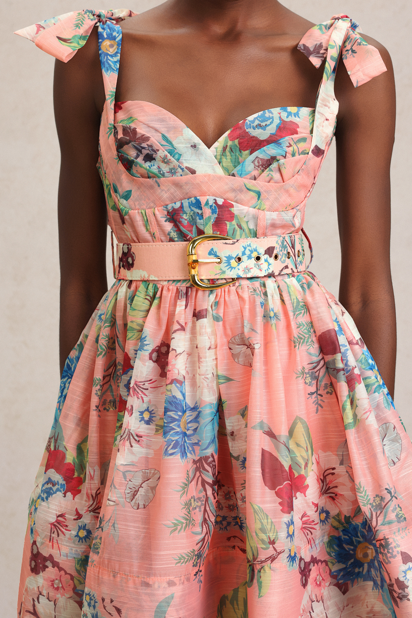 Hilda Floral Printed Halter Mini Dress