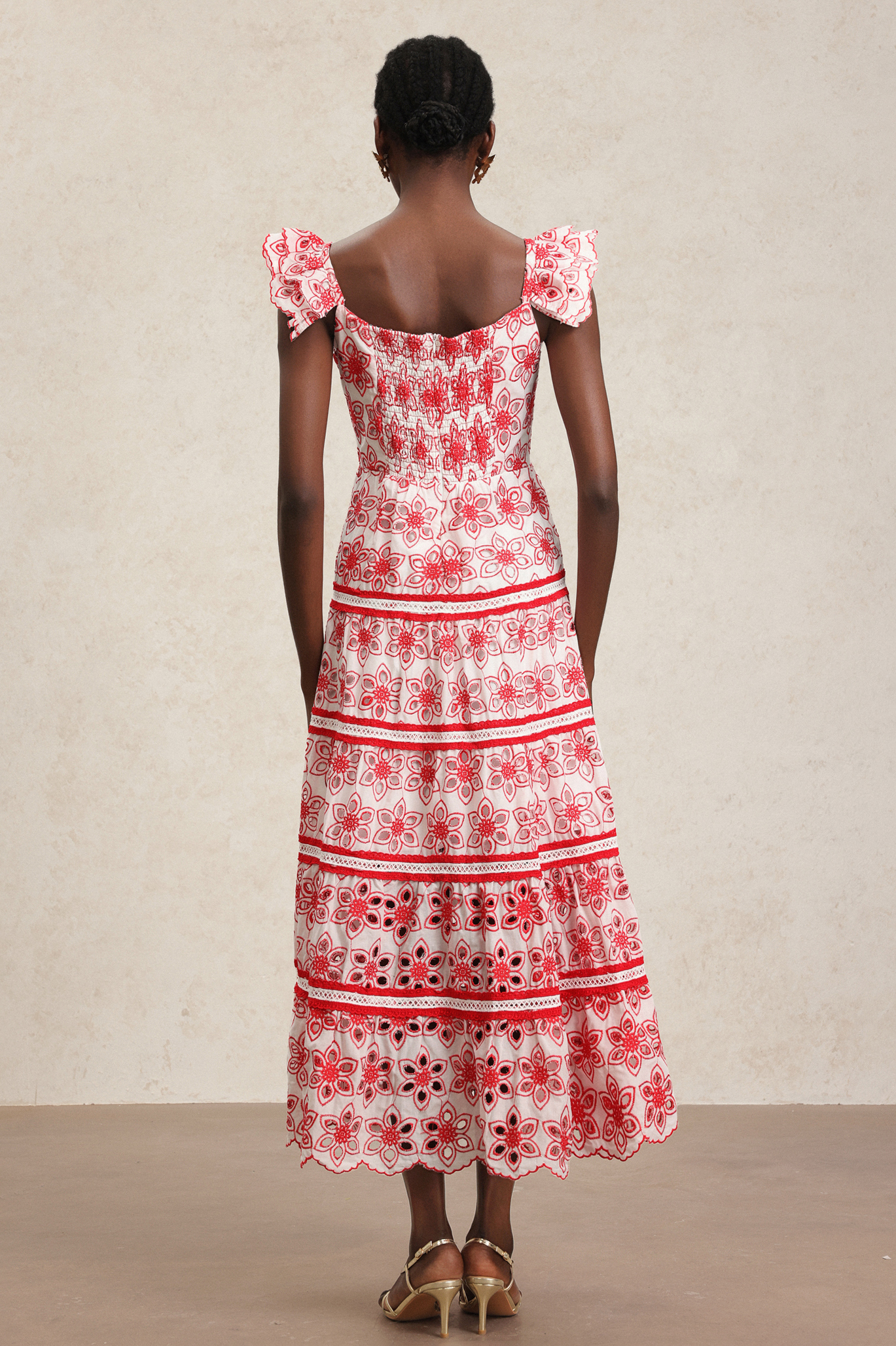 Rola Flowers Hollow Out Embroidery Maxi Dress