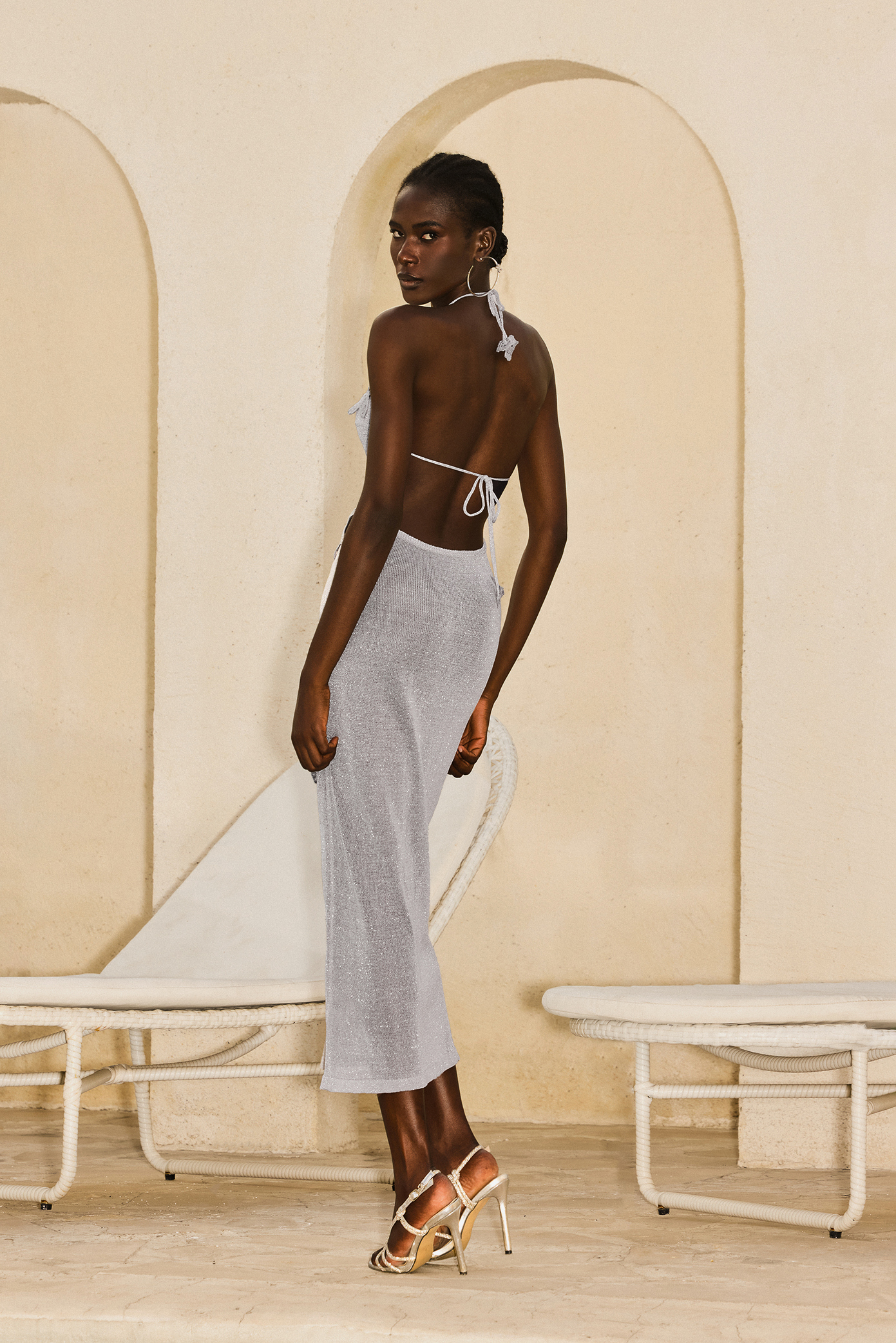 Kalie Sleeveless V-Neck Flowers Maxi Dress