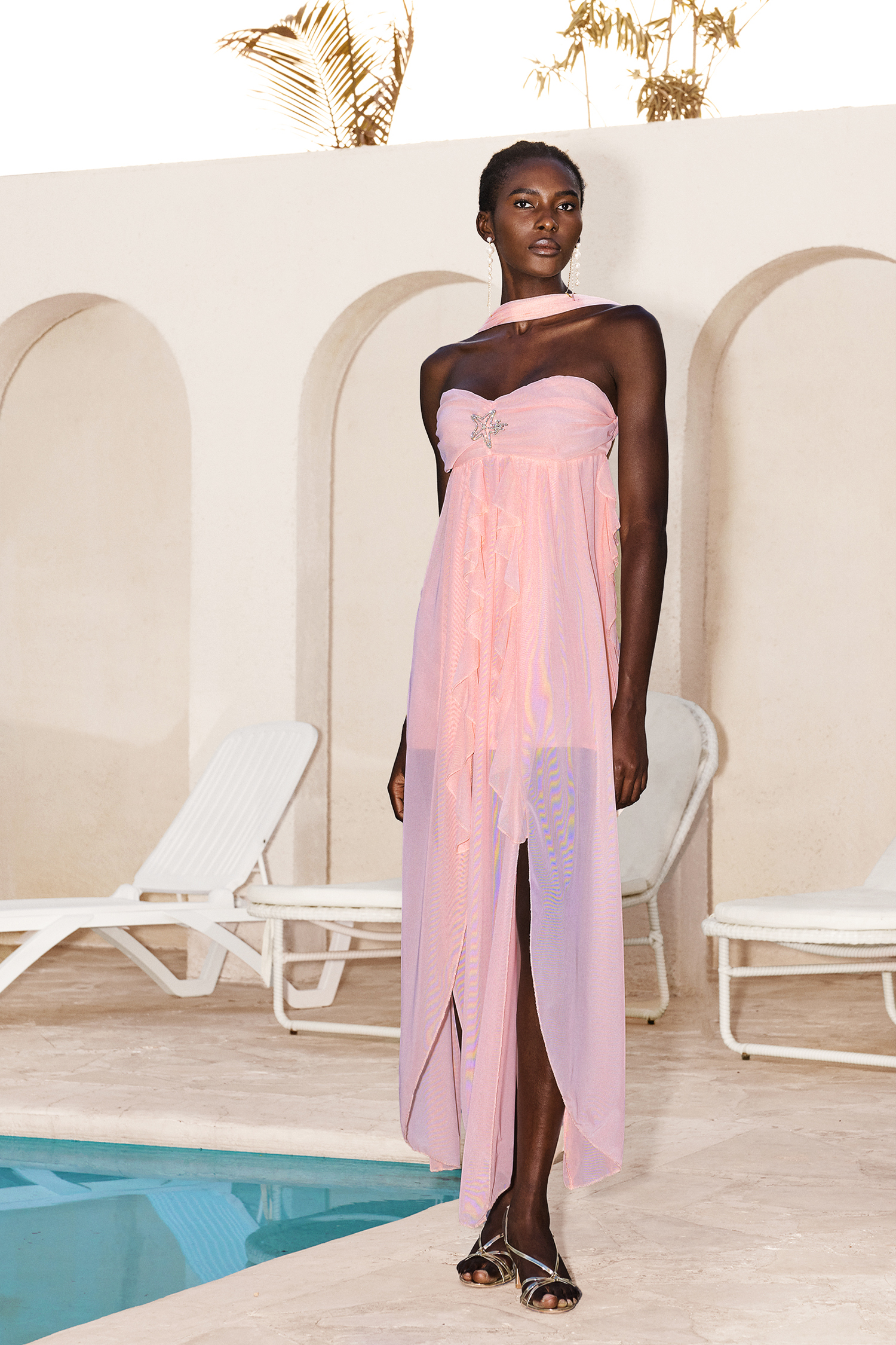 Tati Halter Sleeveless Flounce Maxi Dress