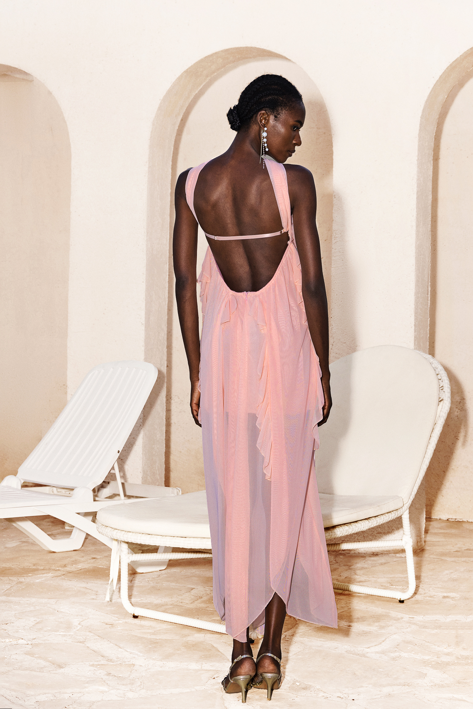 Tati Halter Sleeveless Flounce Maxi Dress