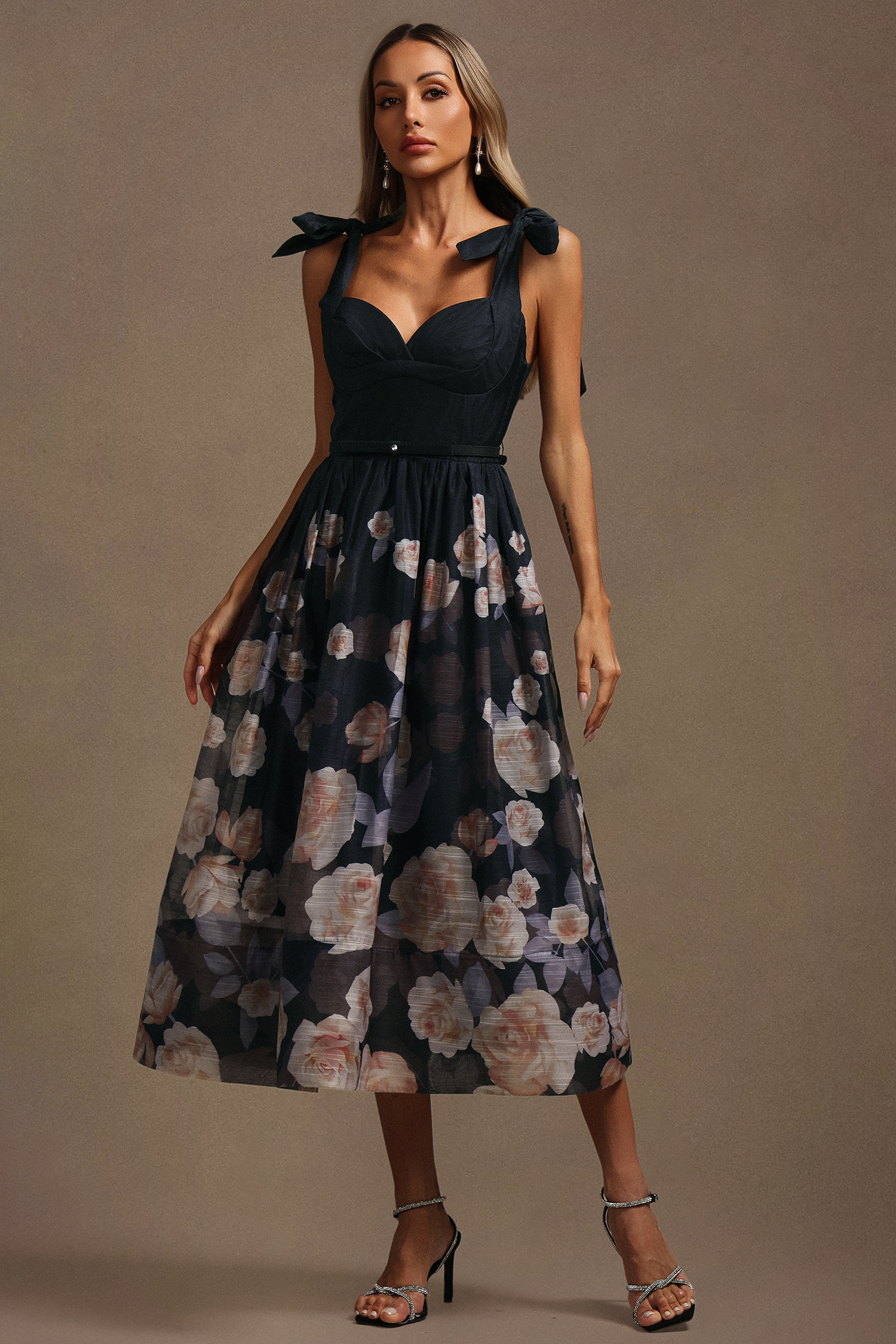 Wynter Halter Floral Printed Midi Dress