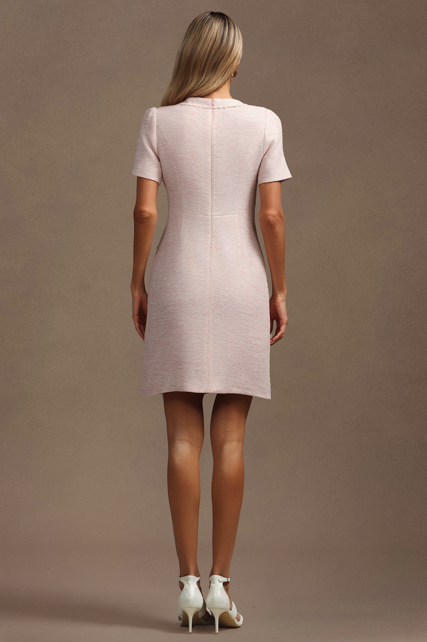 Rosella Short Sleeves Gold Button Mini Dress