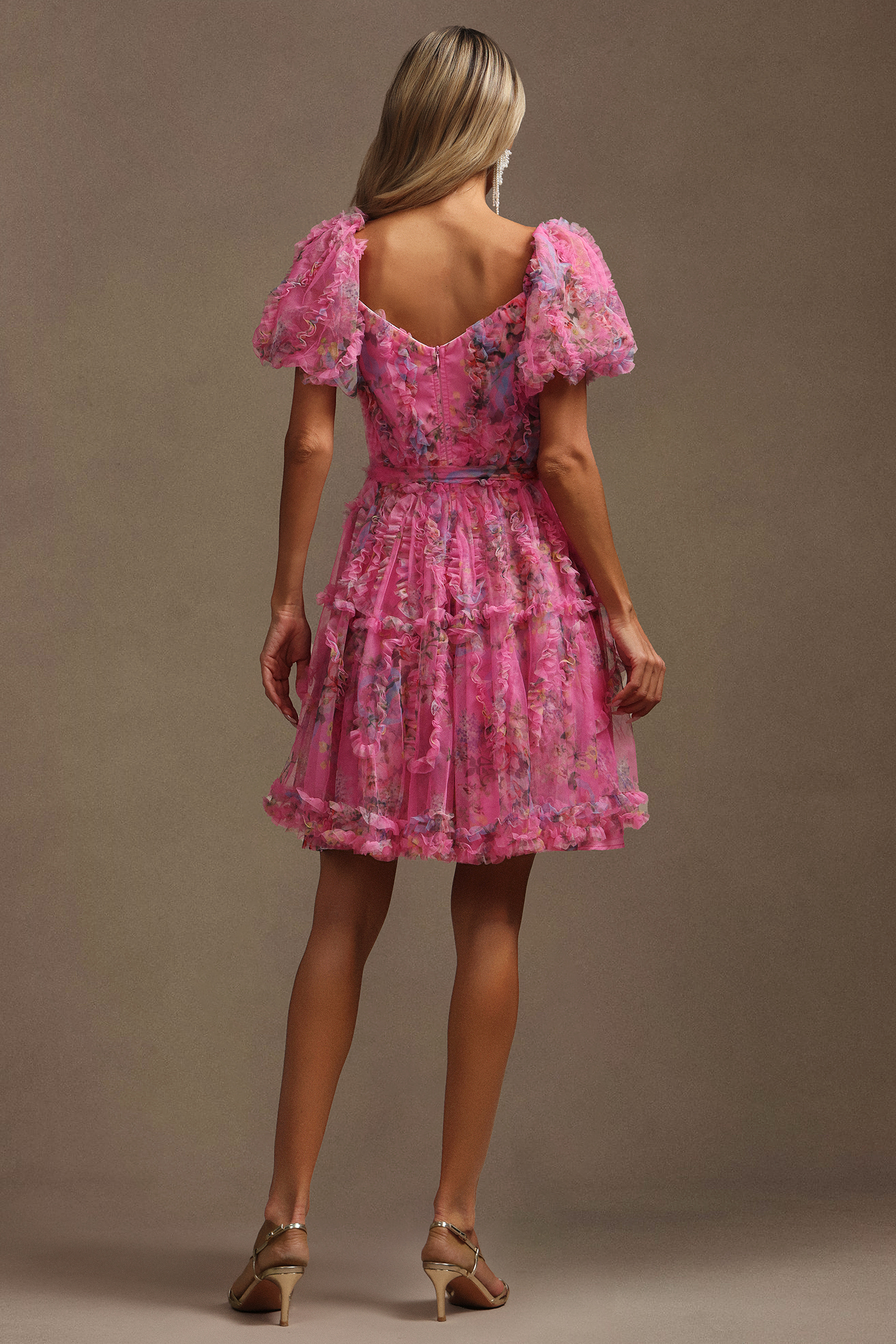 Parry Puff Sleeves Floral Printed Mini Dress