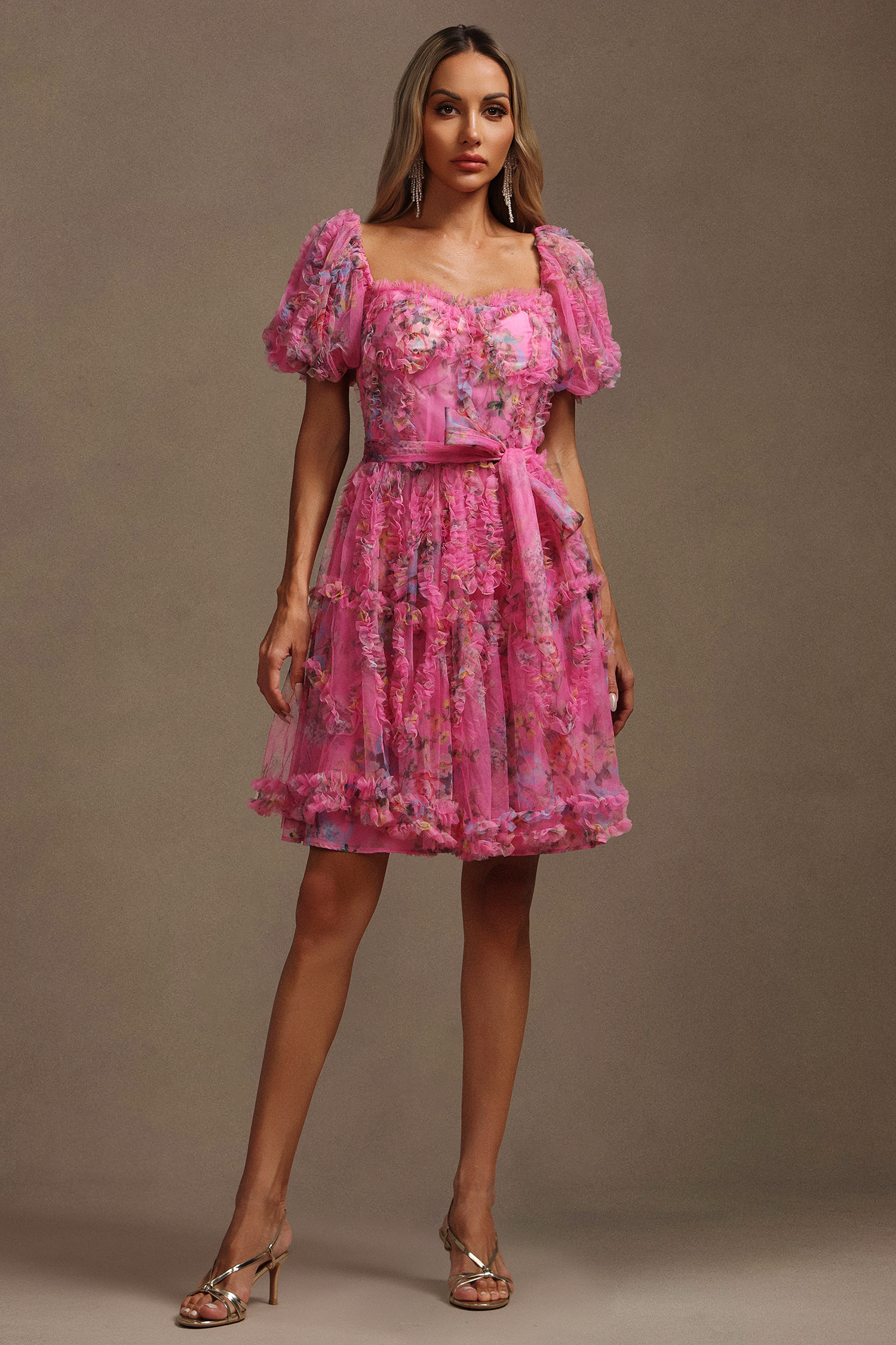 Parry Puff Sleeves Floral Printed Mini Dress