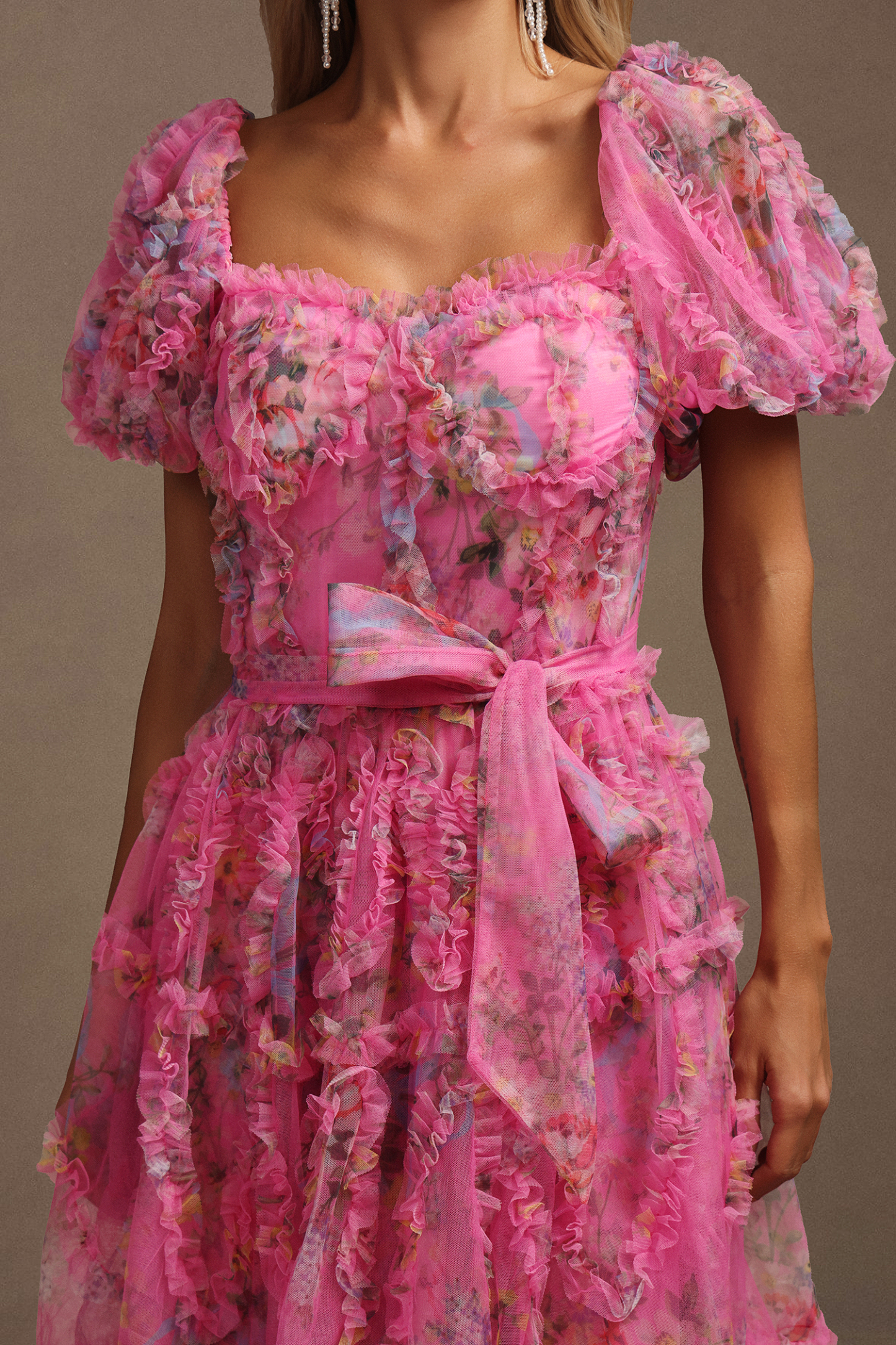 Parry Puff Sleeves Floral Printed Mini Dress