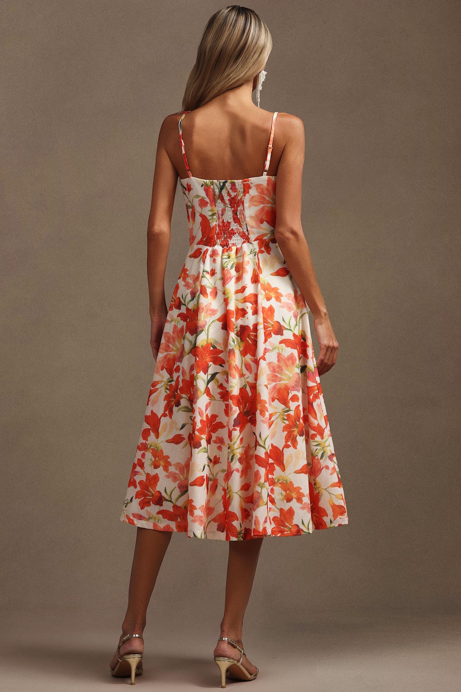 Vole Halter Sleeveless Floral Printed Midi Dress
