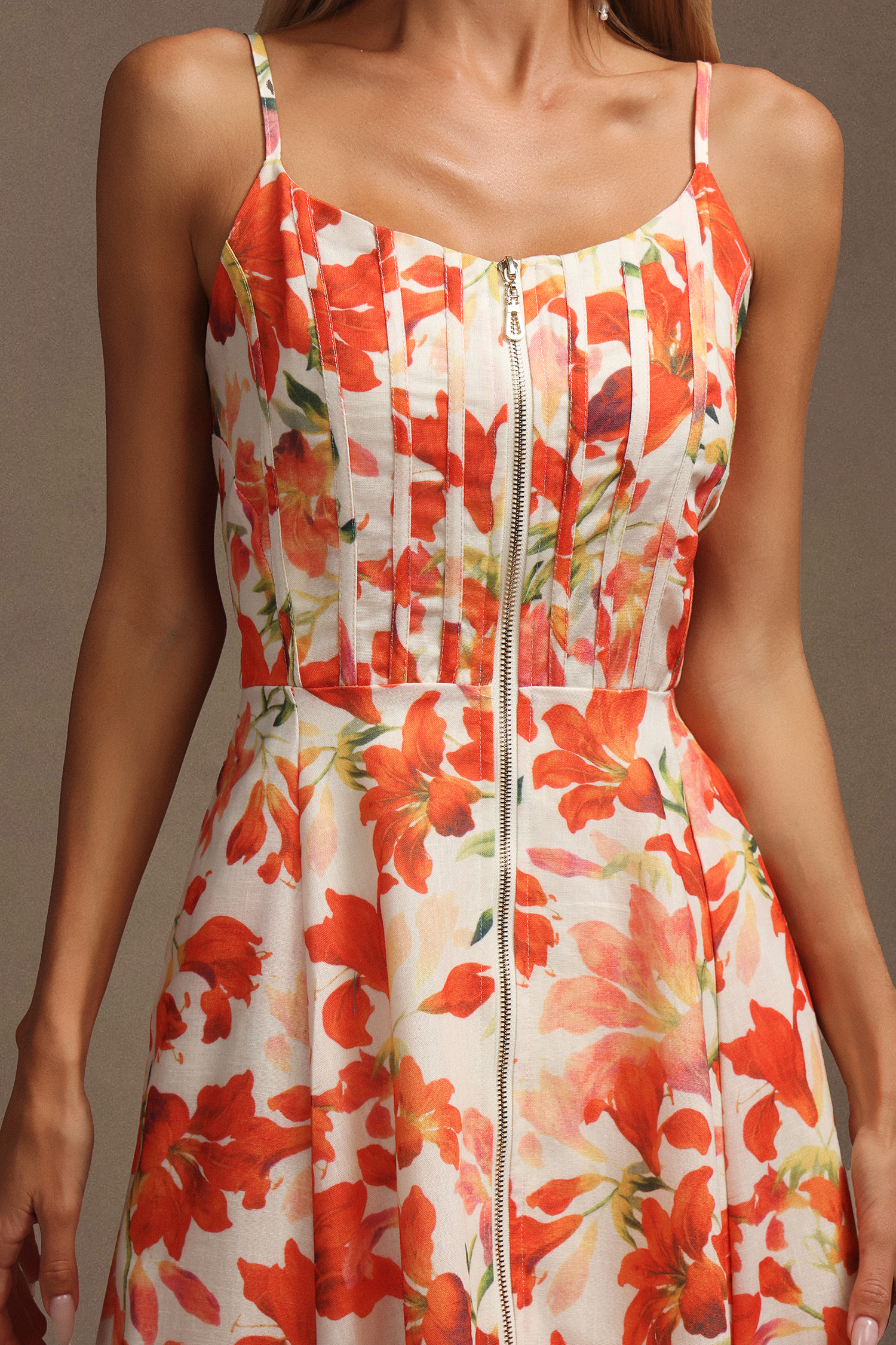 Vole Halter Sleeveless Floral Printed Midi Dress