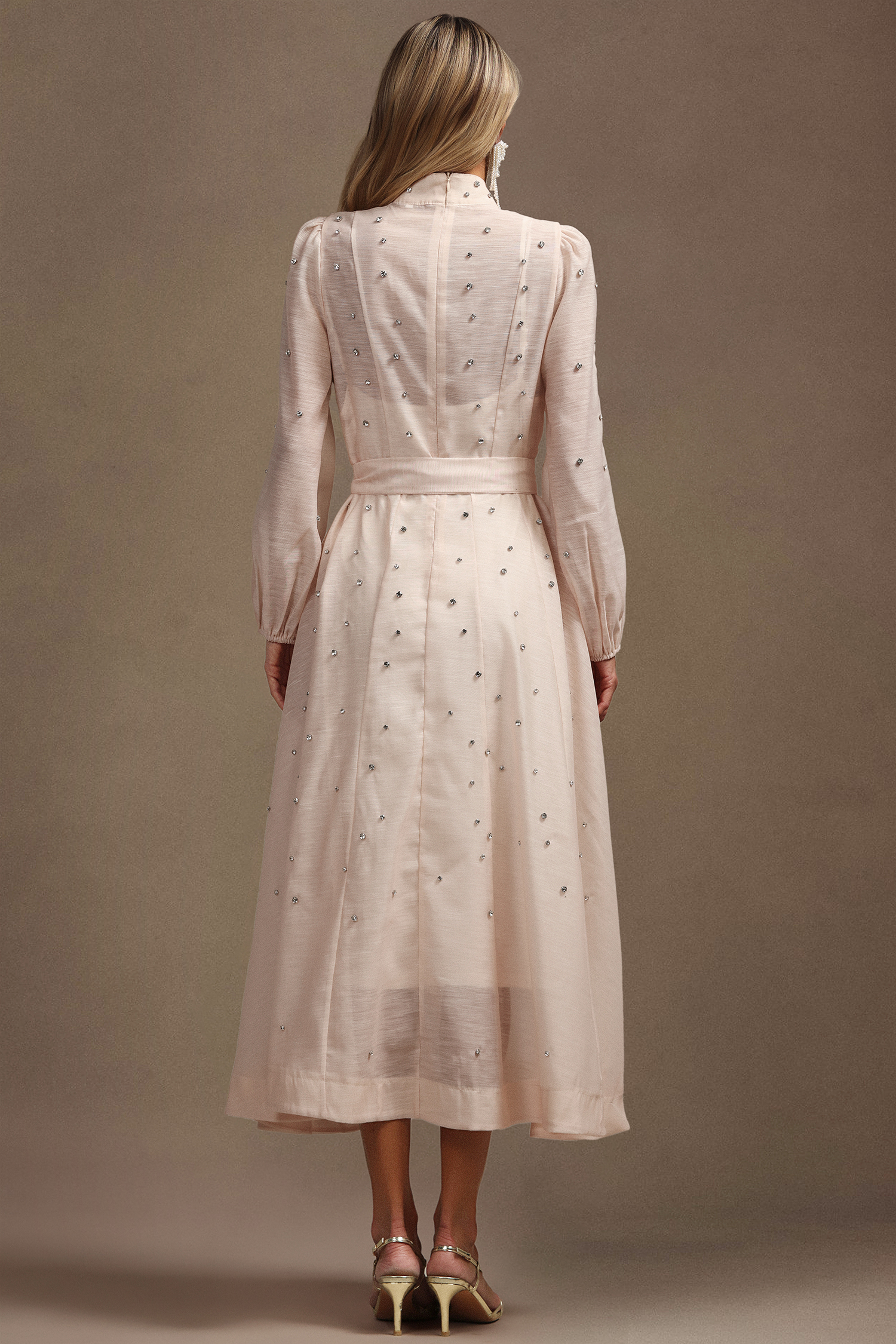 Mead Long Sleeves Diamond Maxi Dress