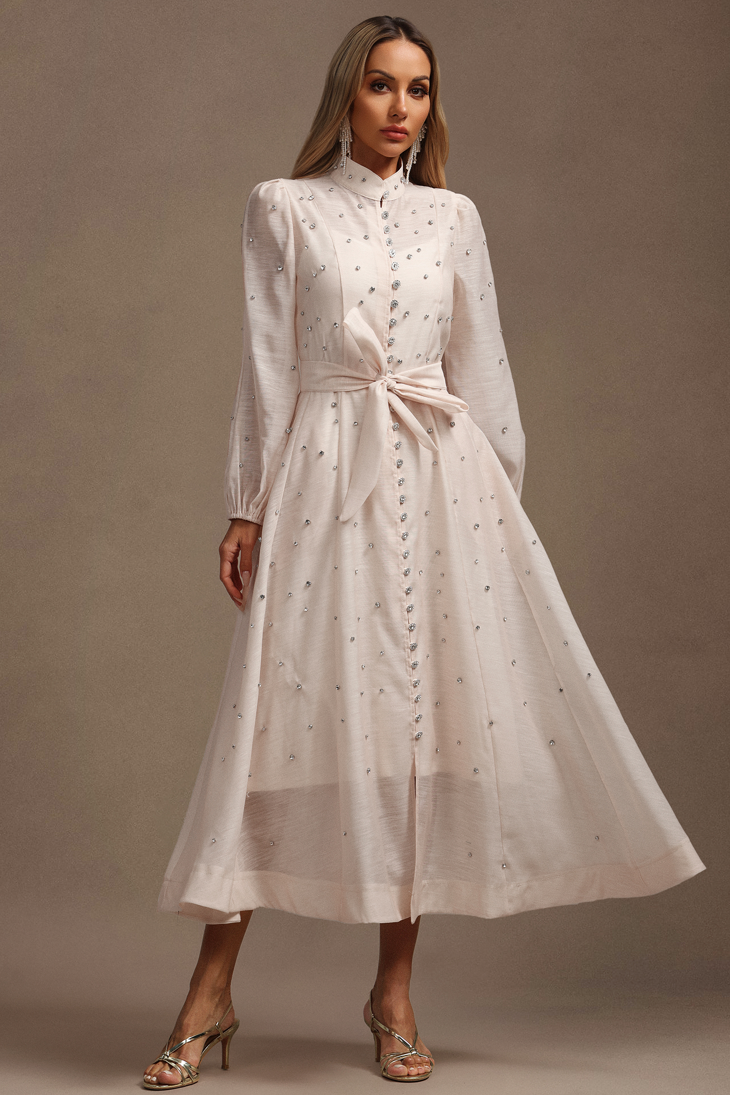 Mead Long Sleeves Diamond Maxi Dress
