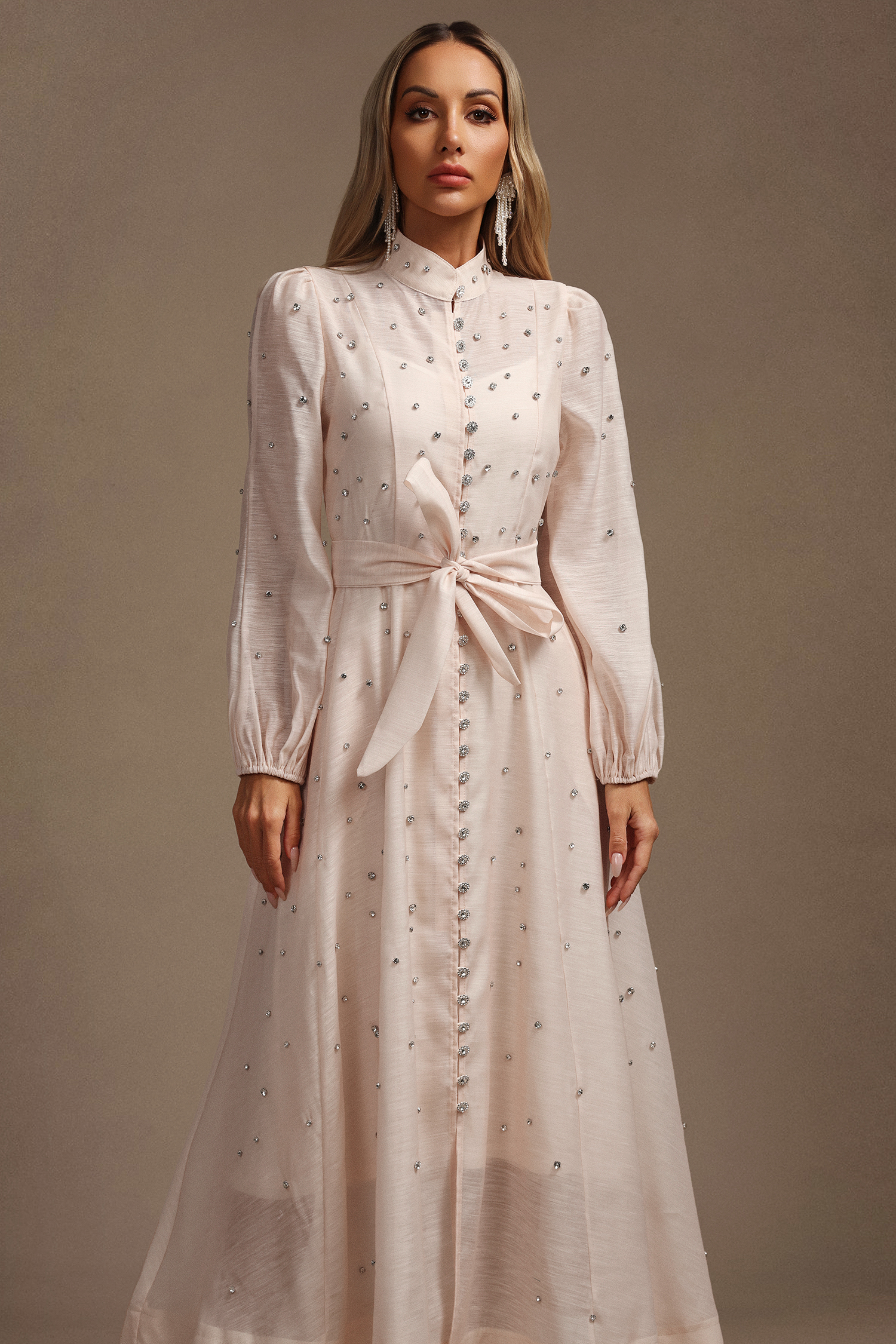 Mead Long Sleeves Diamond Maxi Dress
