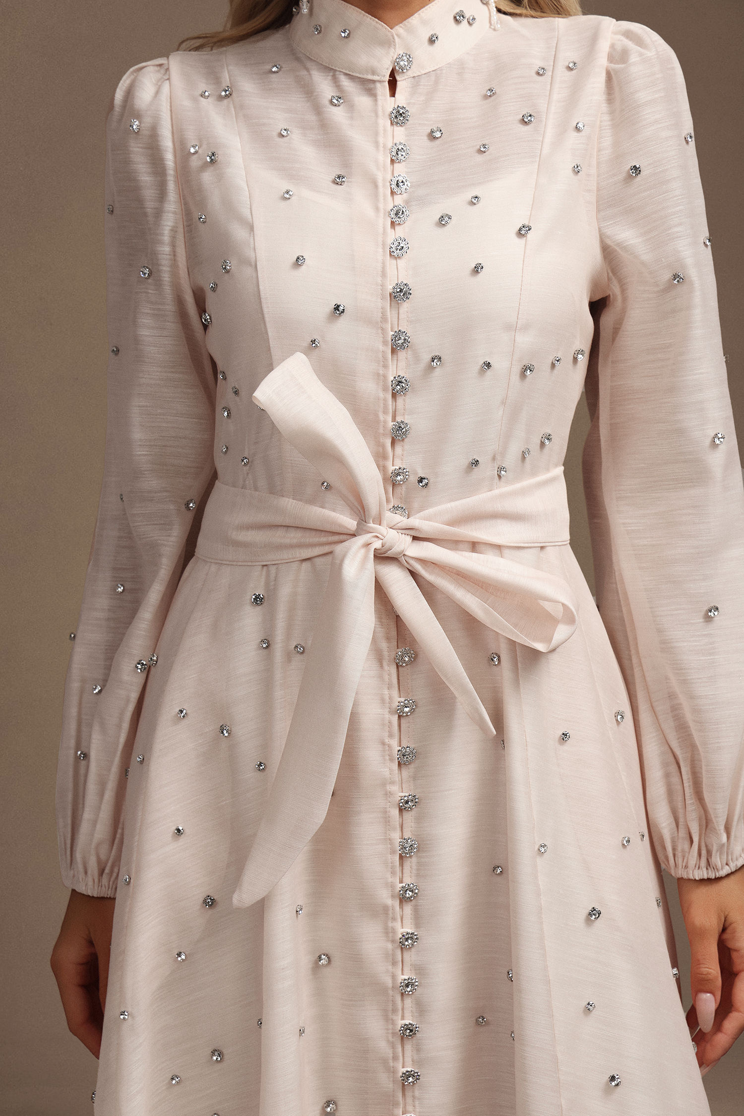 Mead Long Sleeves Diamond Maxi Dress