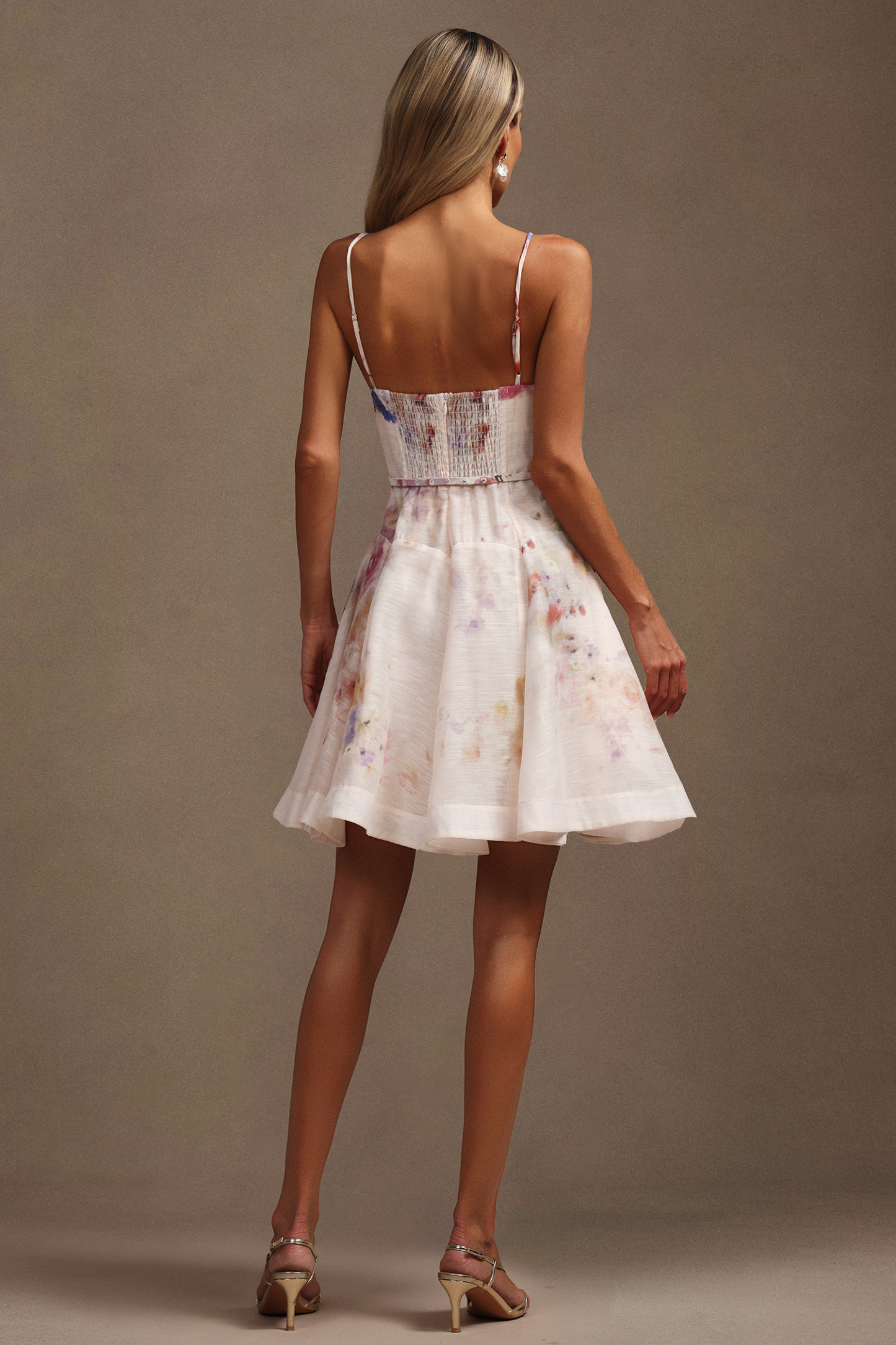 Kaliana Halter Floral Printed Hollow Out Mini Dress