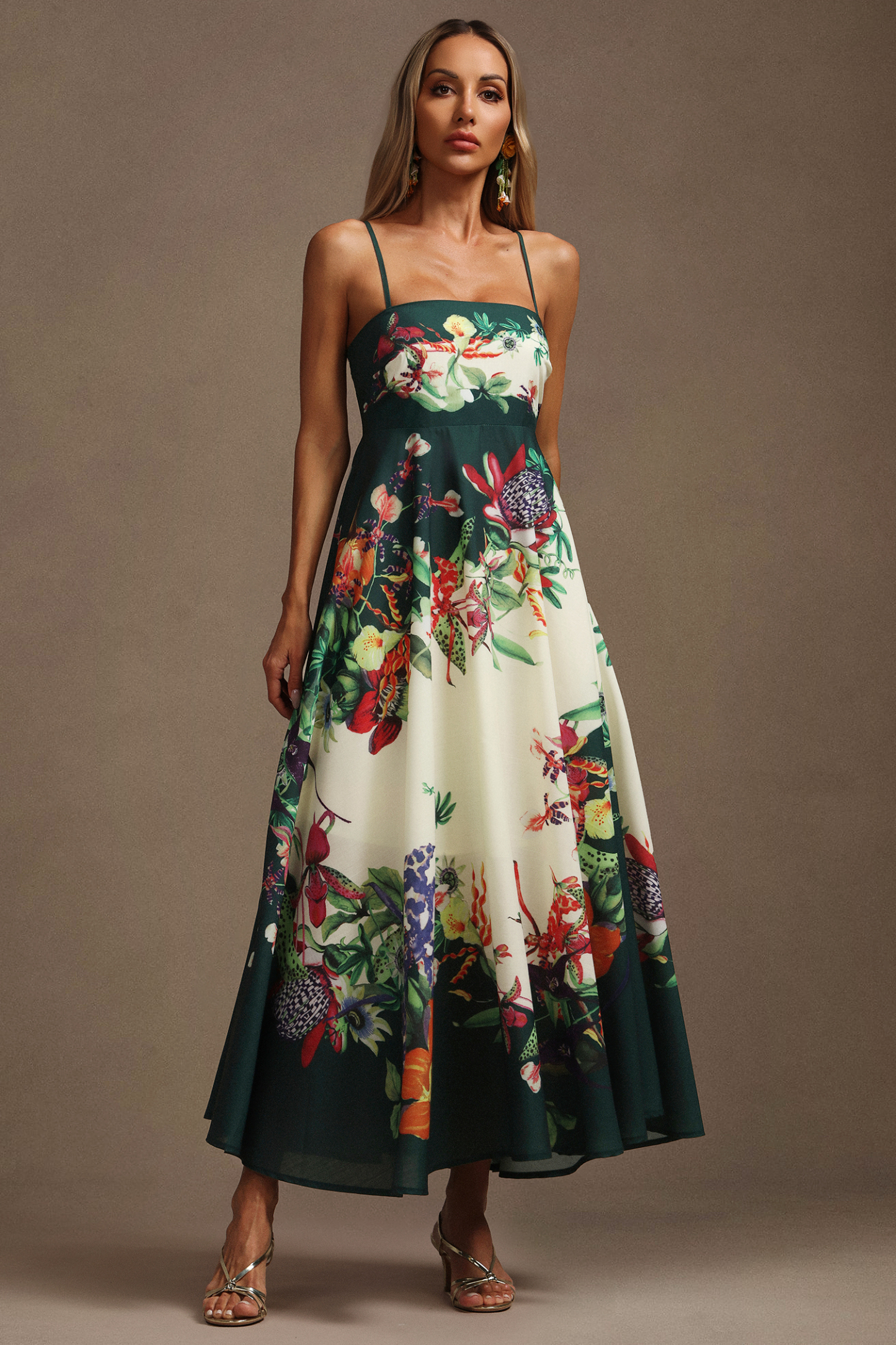 Krome Halter Floral Printed Maxi Dress