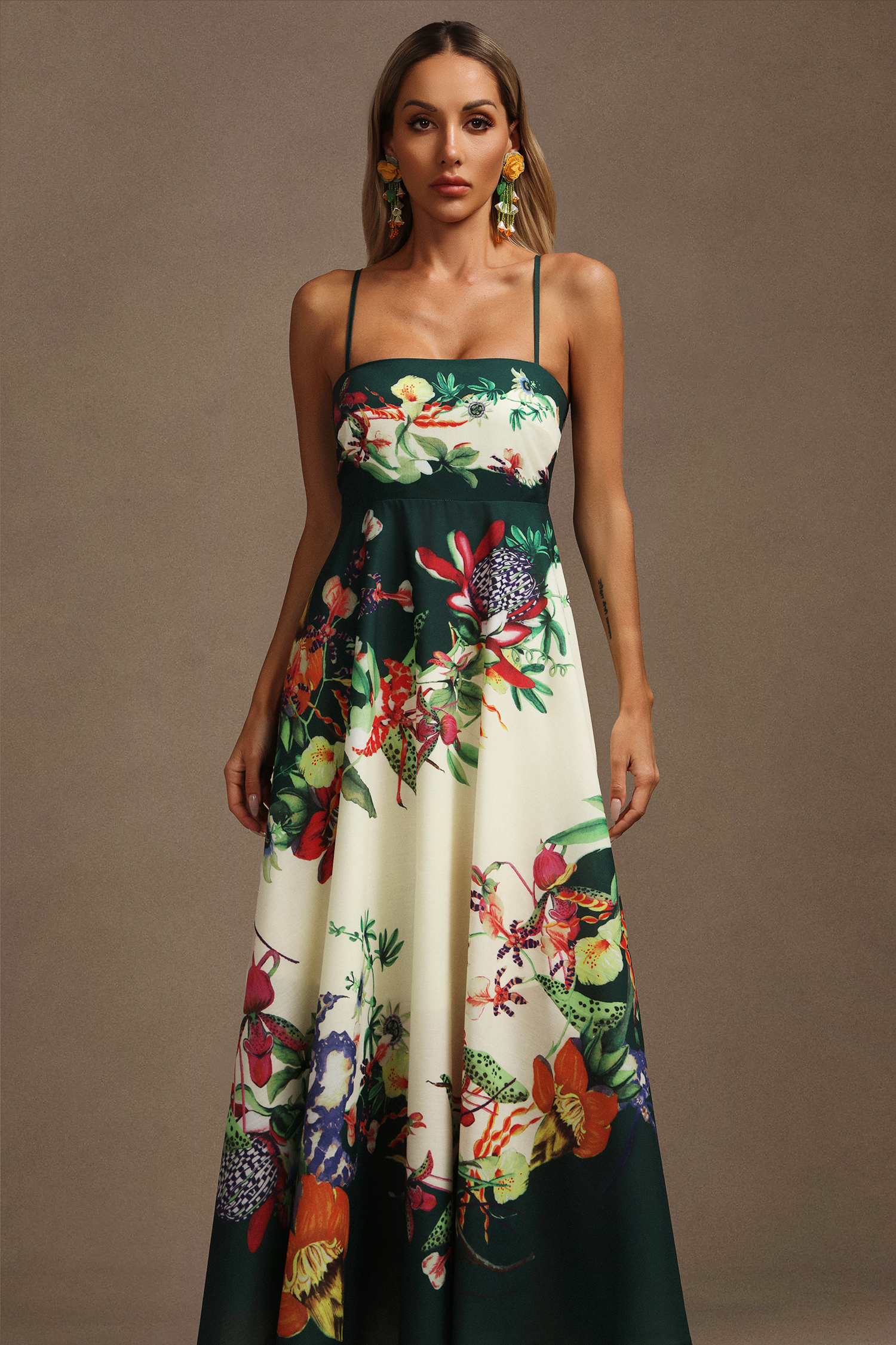 Krome Halter Floral Printed Maxi Dress
