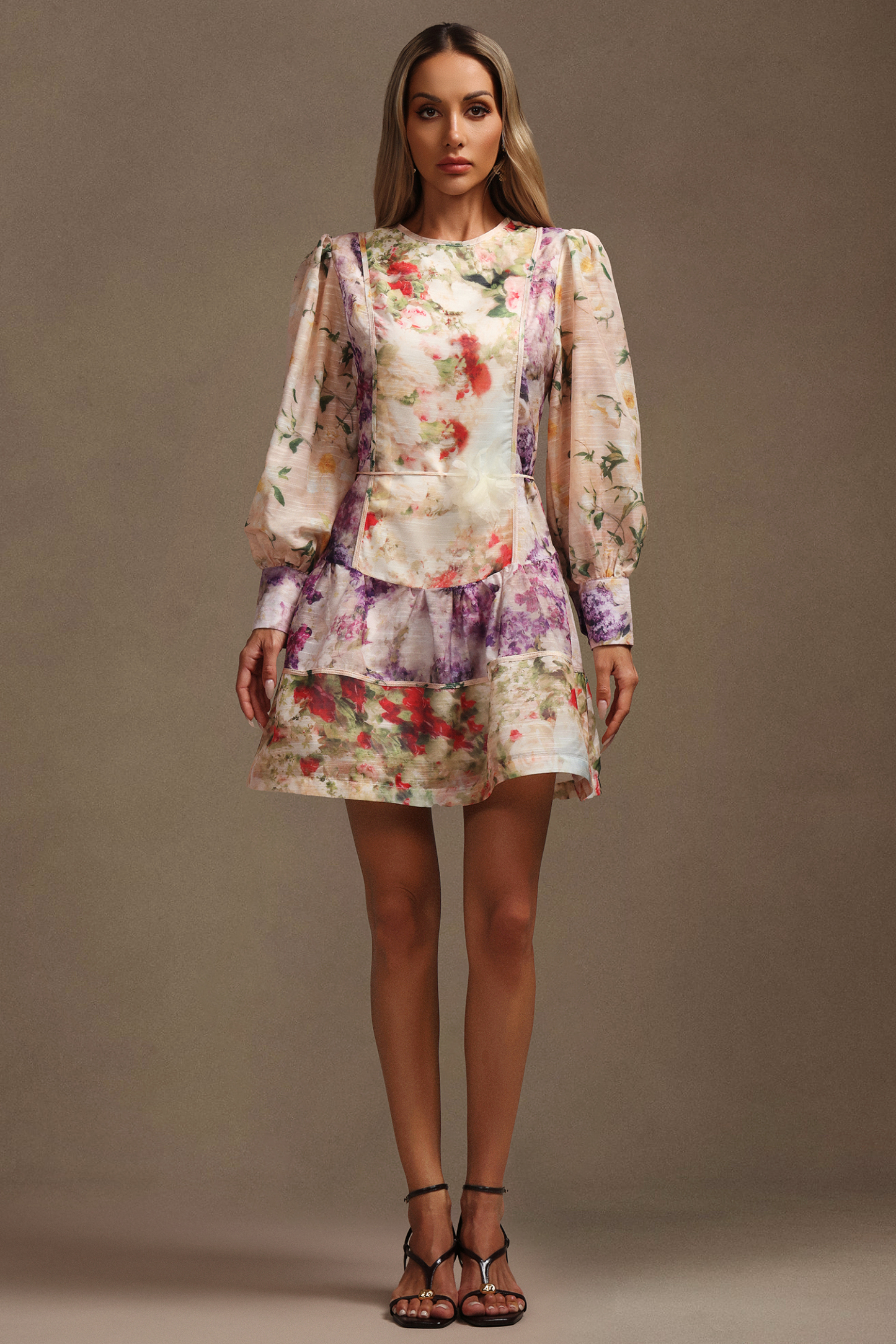 Saha Long Sleeves Floral Printed  Mini Dress