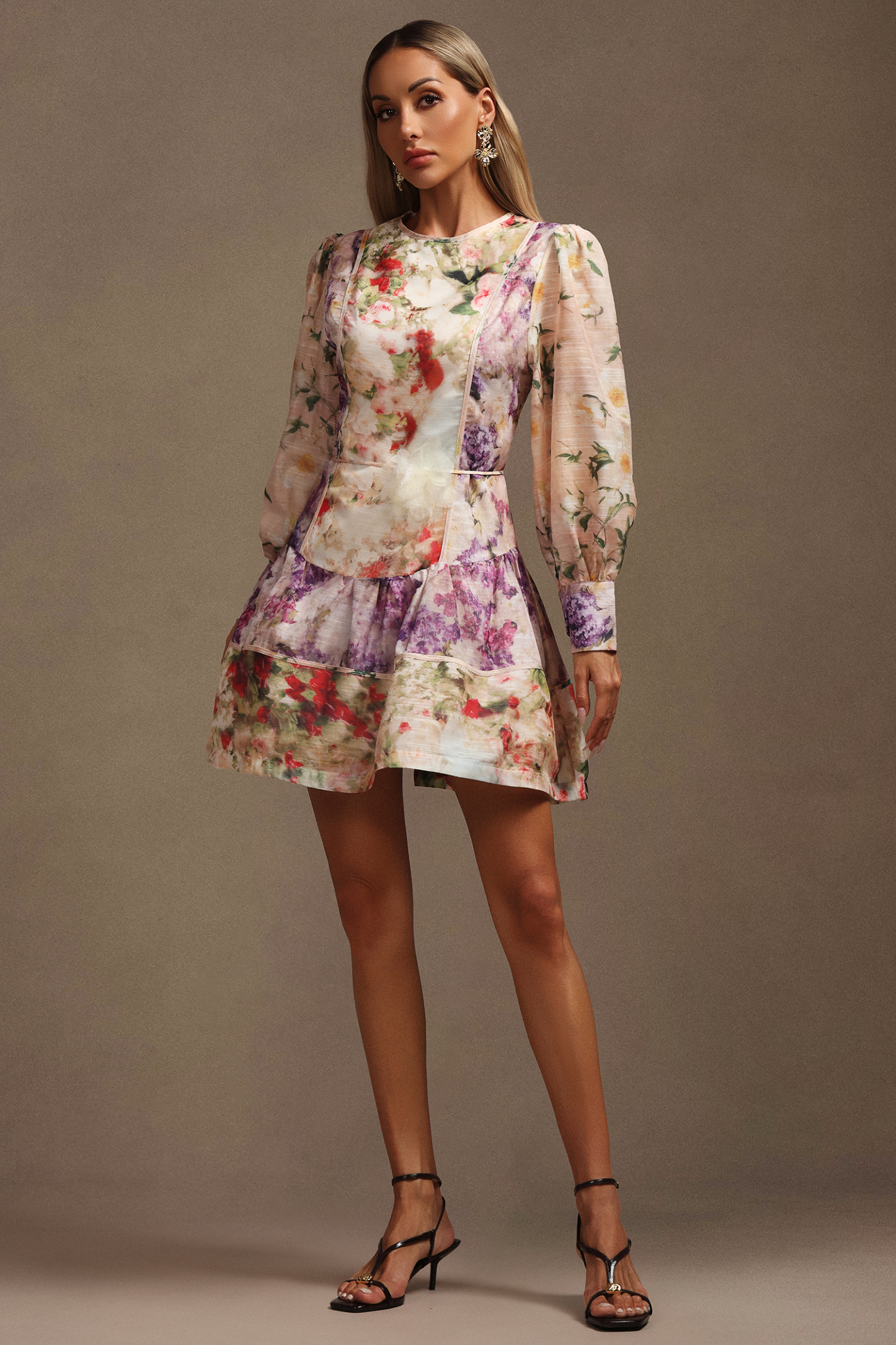 Saha Long Sleeves Floral Printed  Mini Dress
