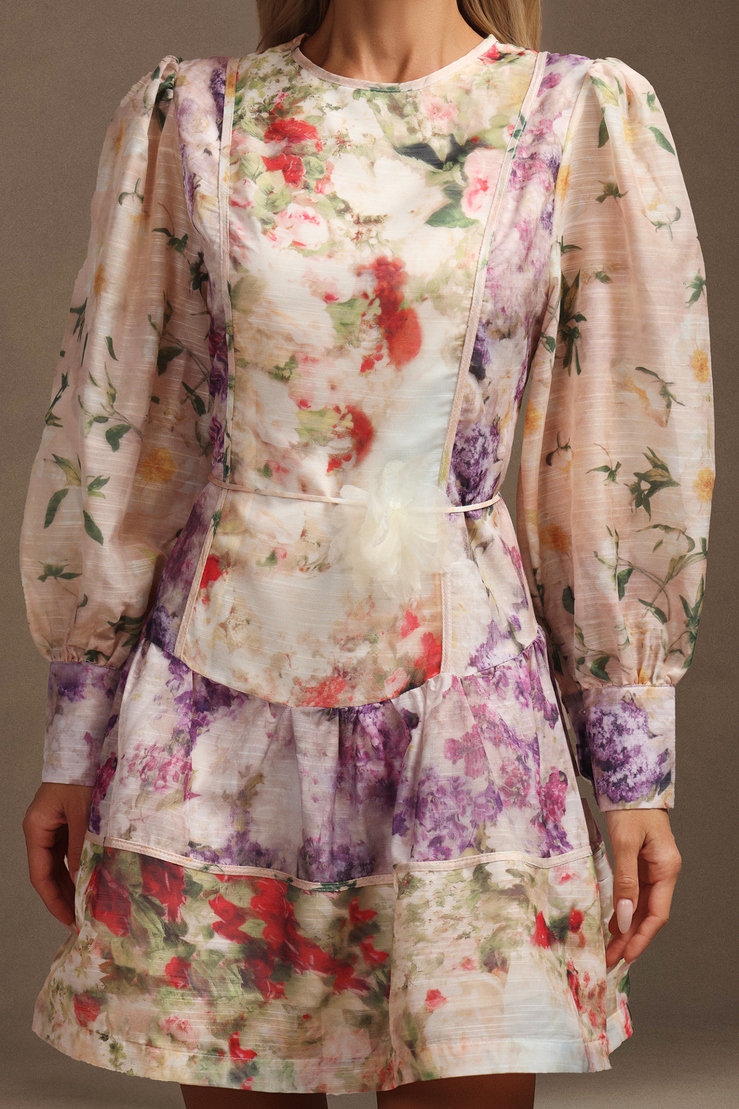 Saha Long Sleeves Floral Printed  Mini Dress