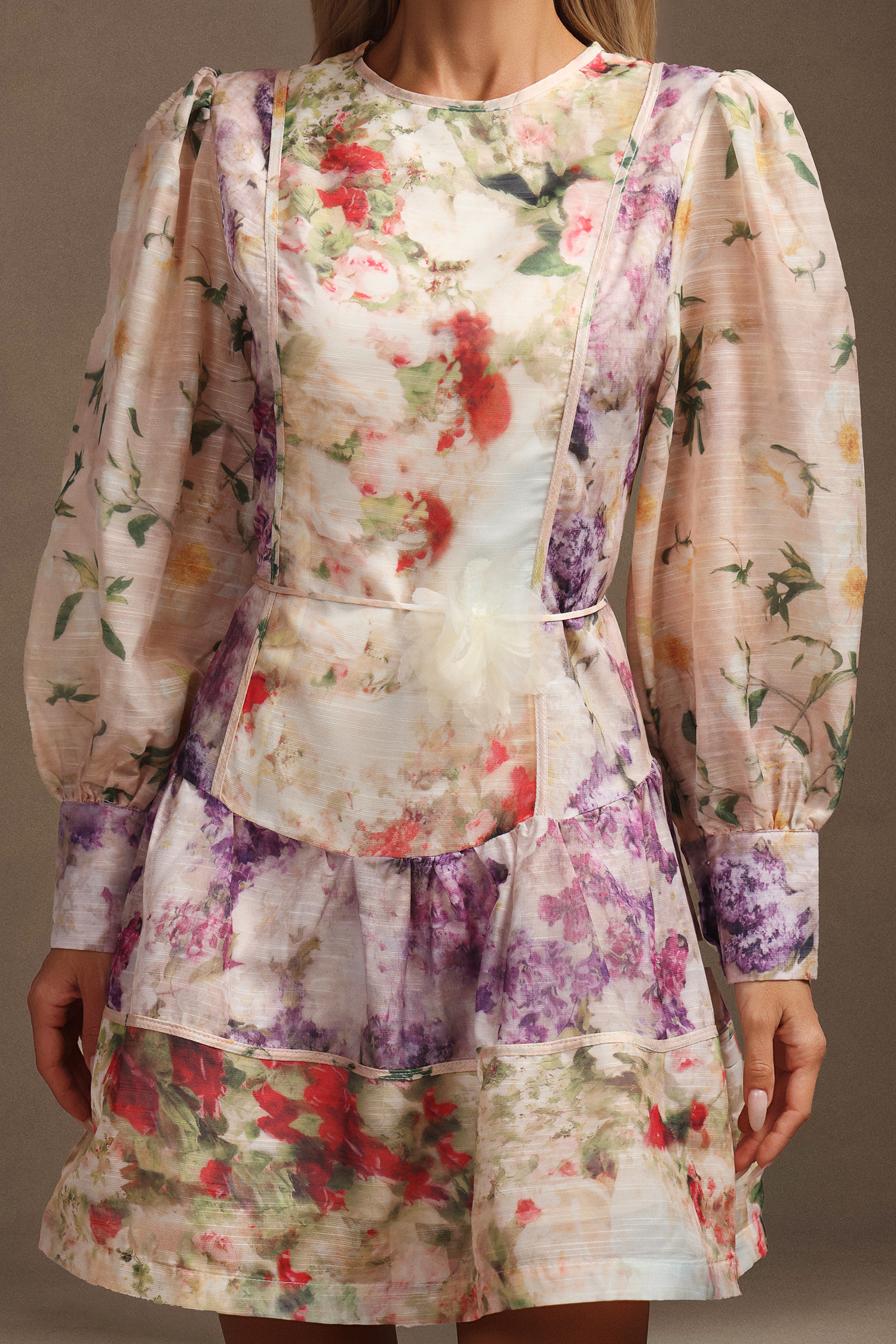 Saha Long Sleeves Floral Printed  Mini Dress