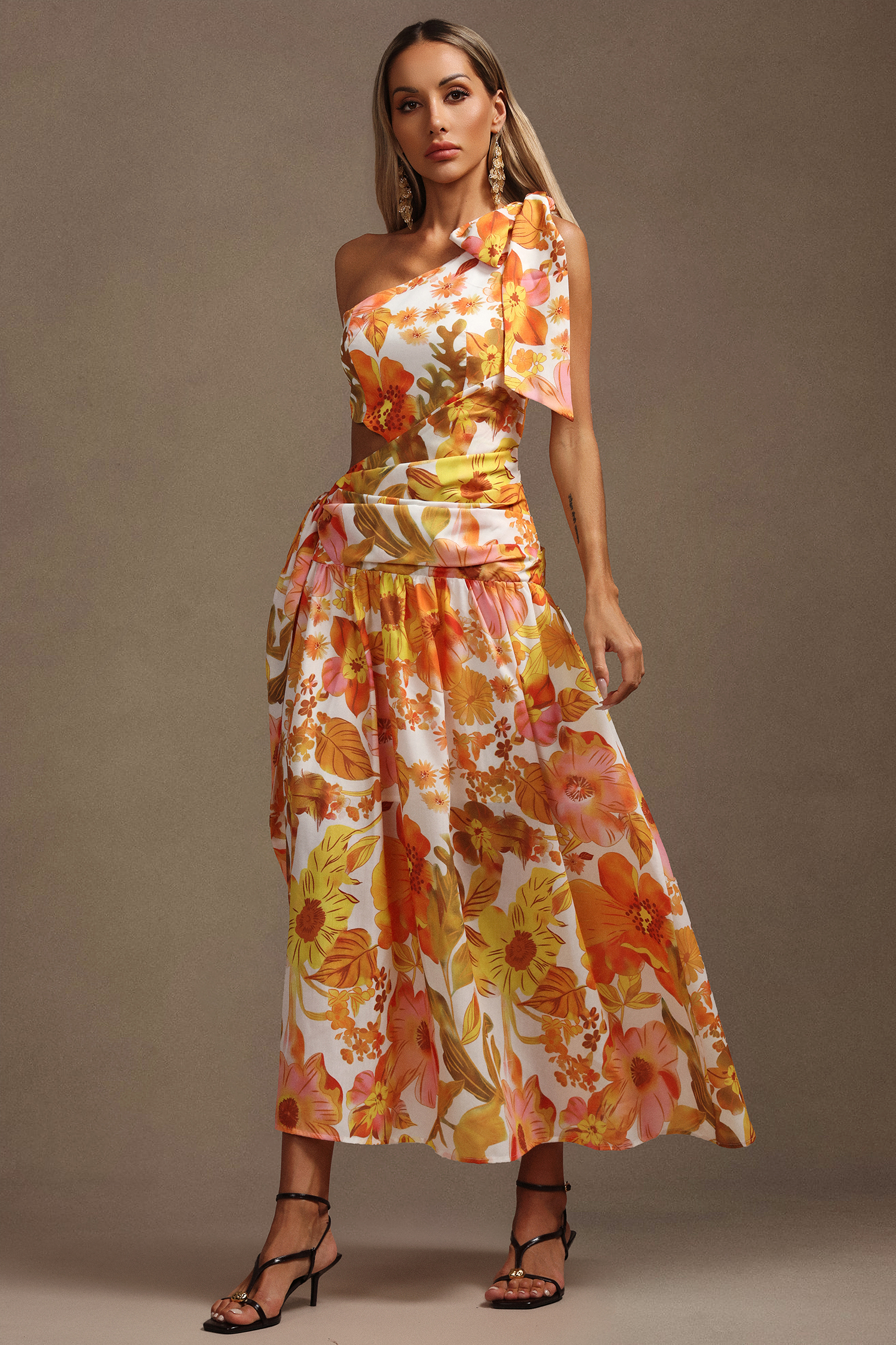 Dekia Sleeveless Bowknot Floral Printed Maxi Dress