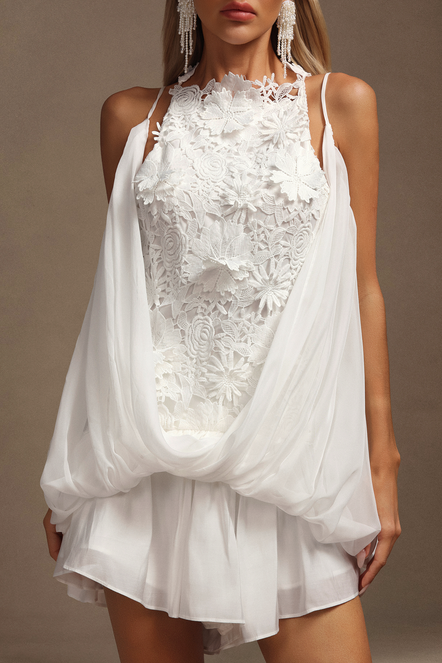 Winey Sleeveless Lace Skirt Two-Piece Set