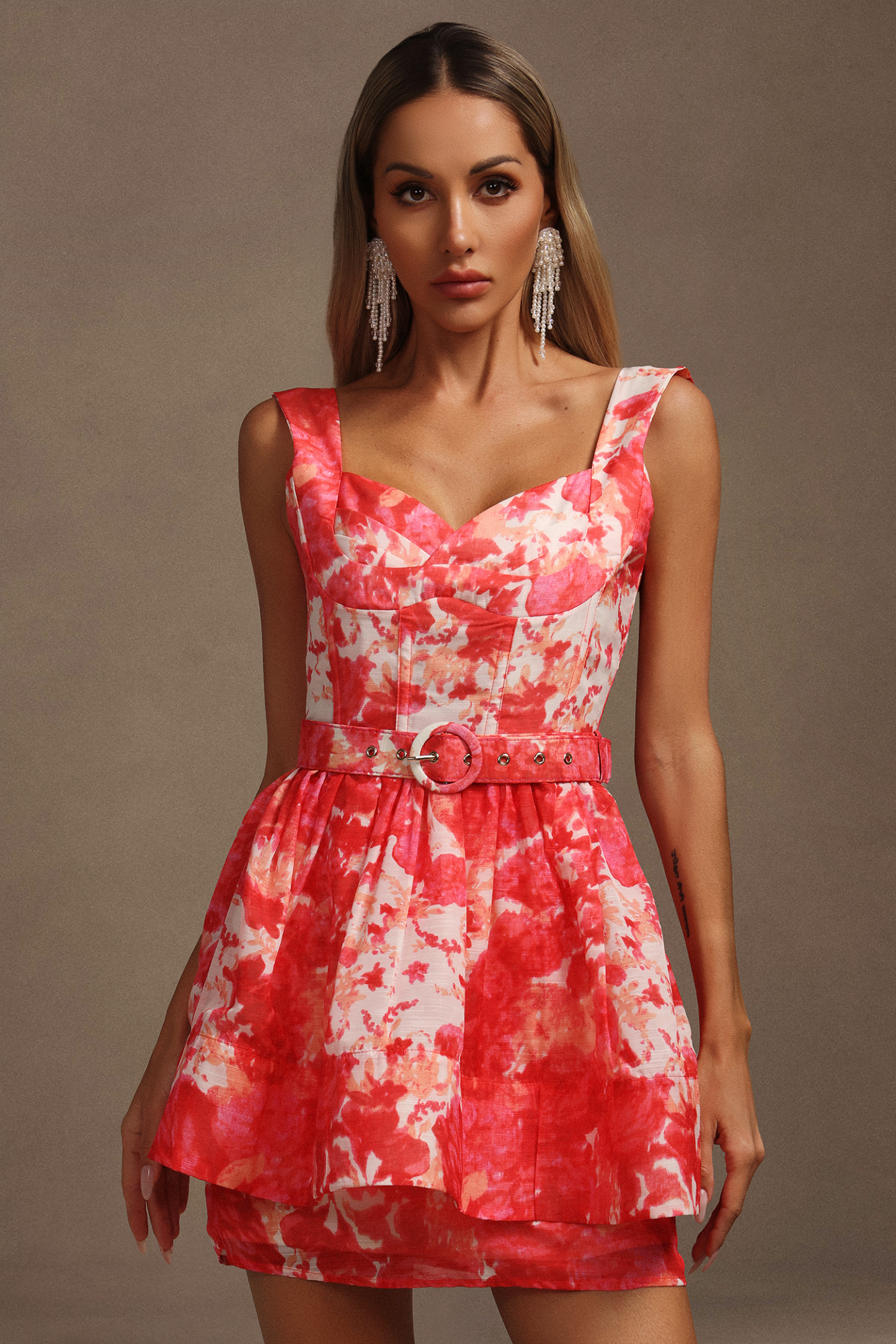 Jaxon Halter Floral Printed Mini Dress