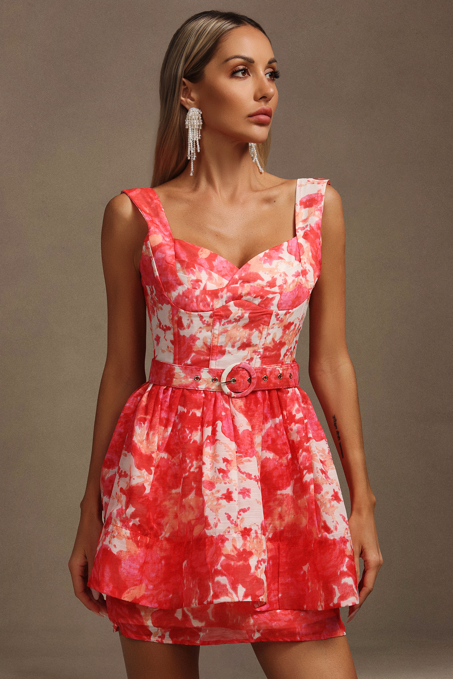 Jaxon Halter Floral Printed Mini Dress