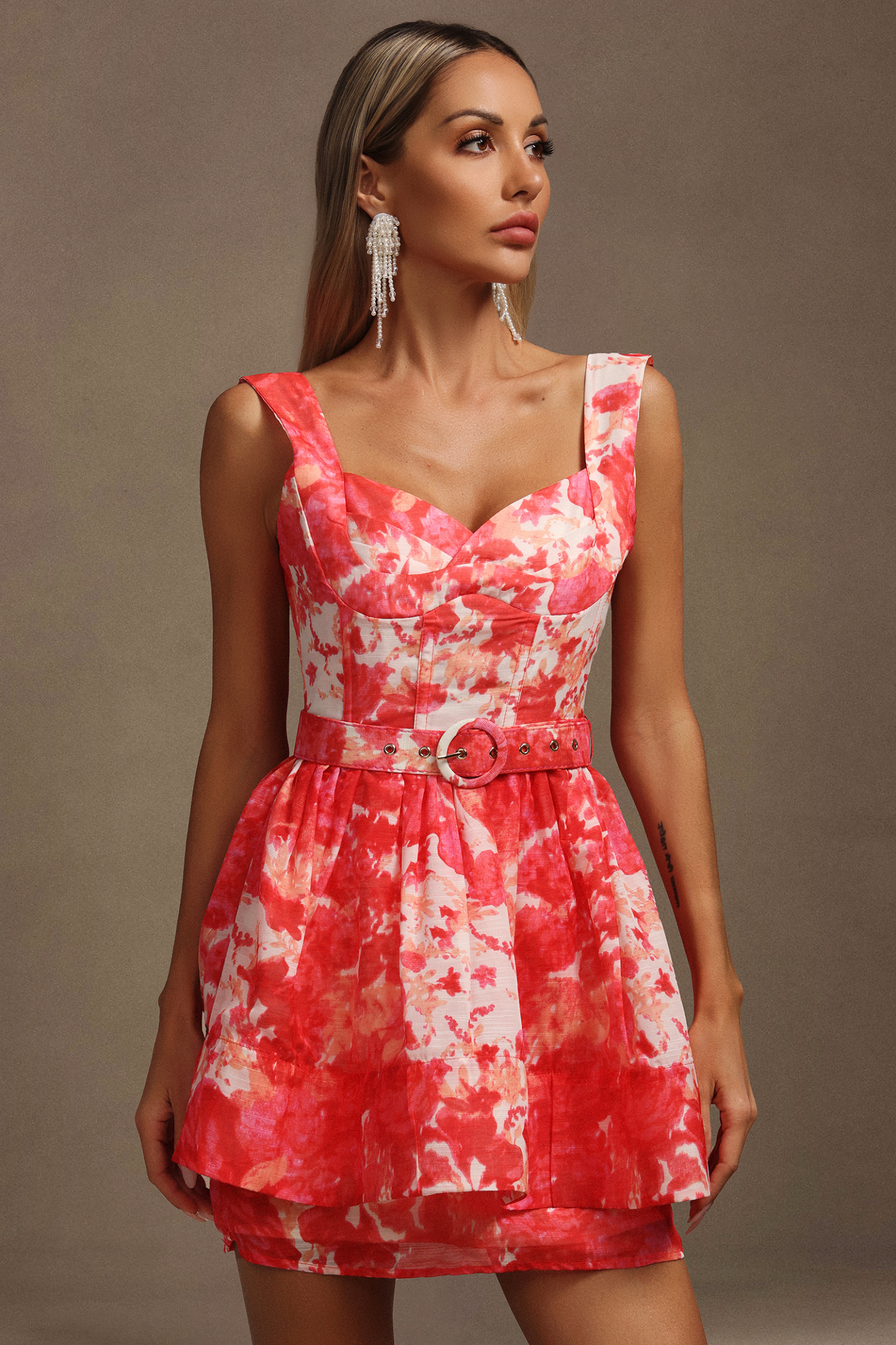 Jaxon Halter Floral Printed Mini Dress