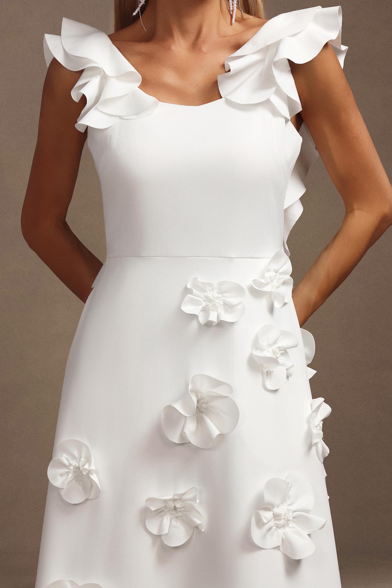 Mistrsa Halter Flowers Folds Maxi Dress