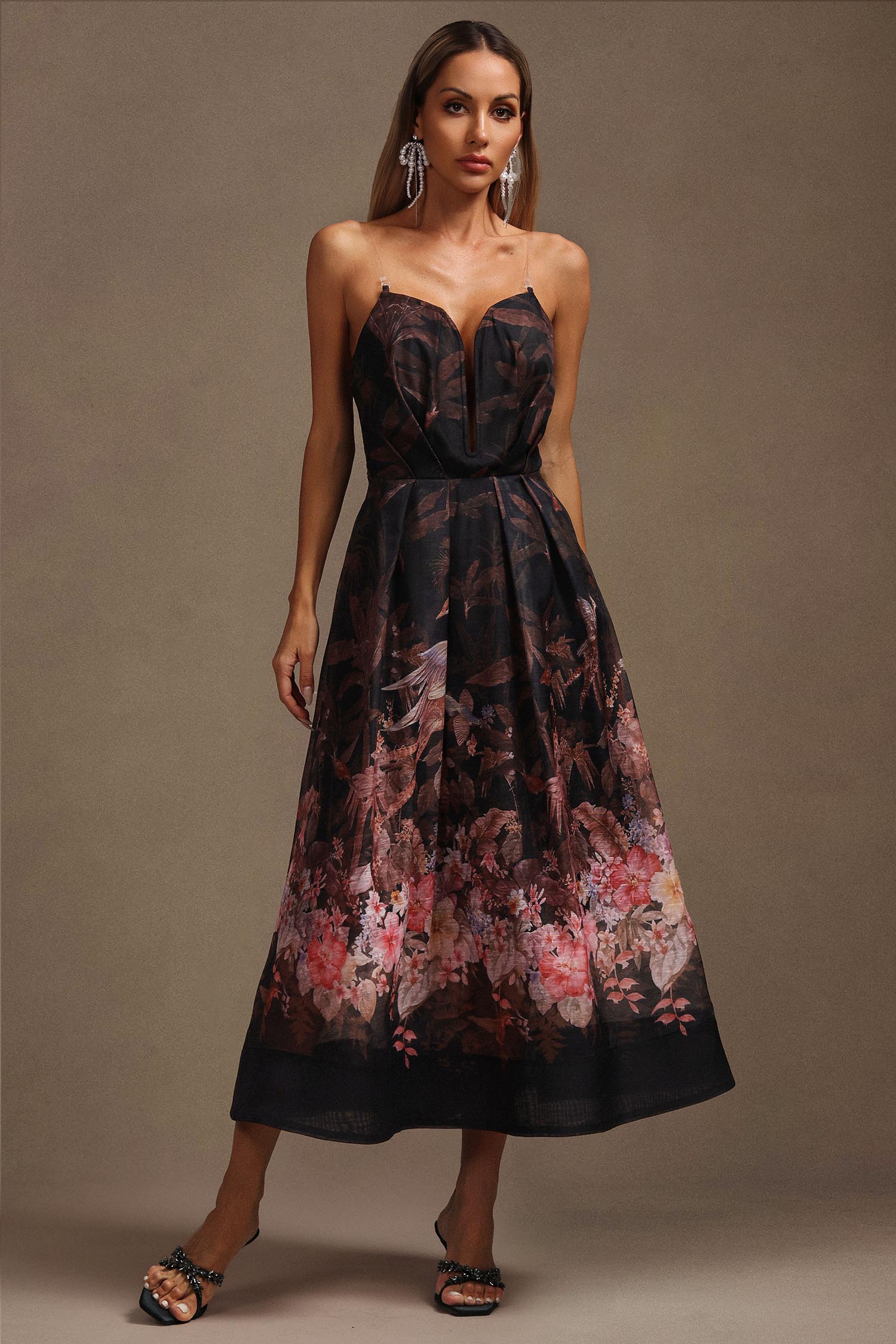 Mailik Sleeveless Floral Printed Midi Dress