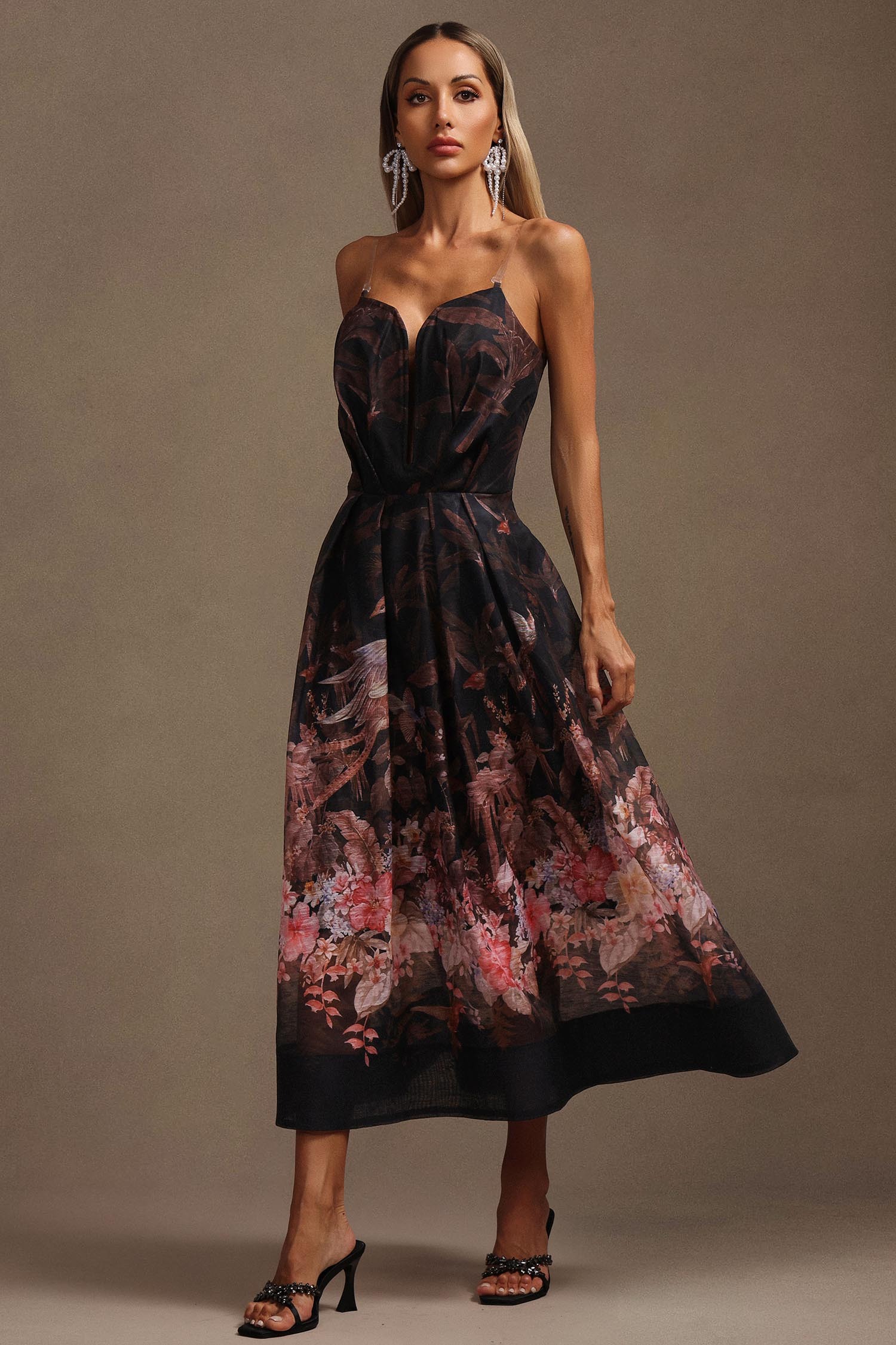 Mailik Sleeveless Floral Printed Midi Dress