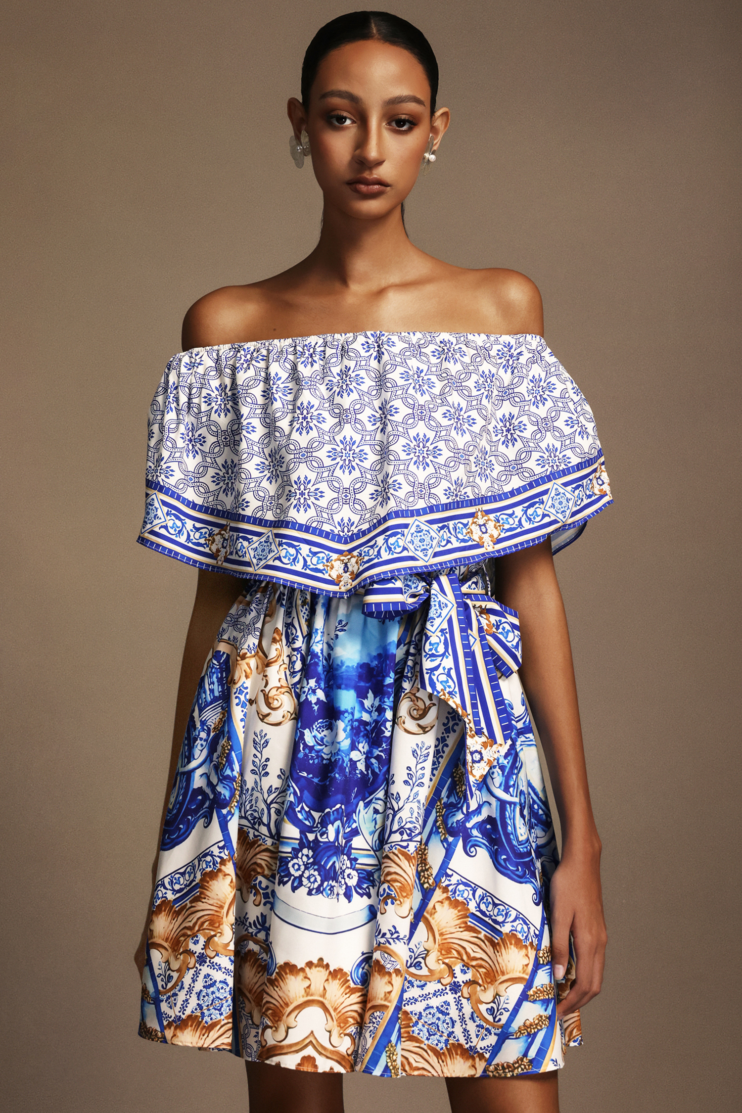 Ethel Off-The-Shoulder Floral Printed Mini Dress