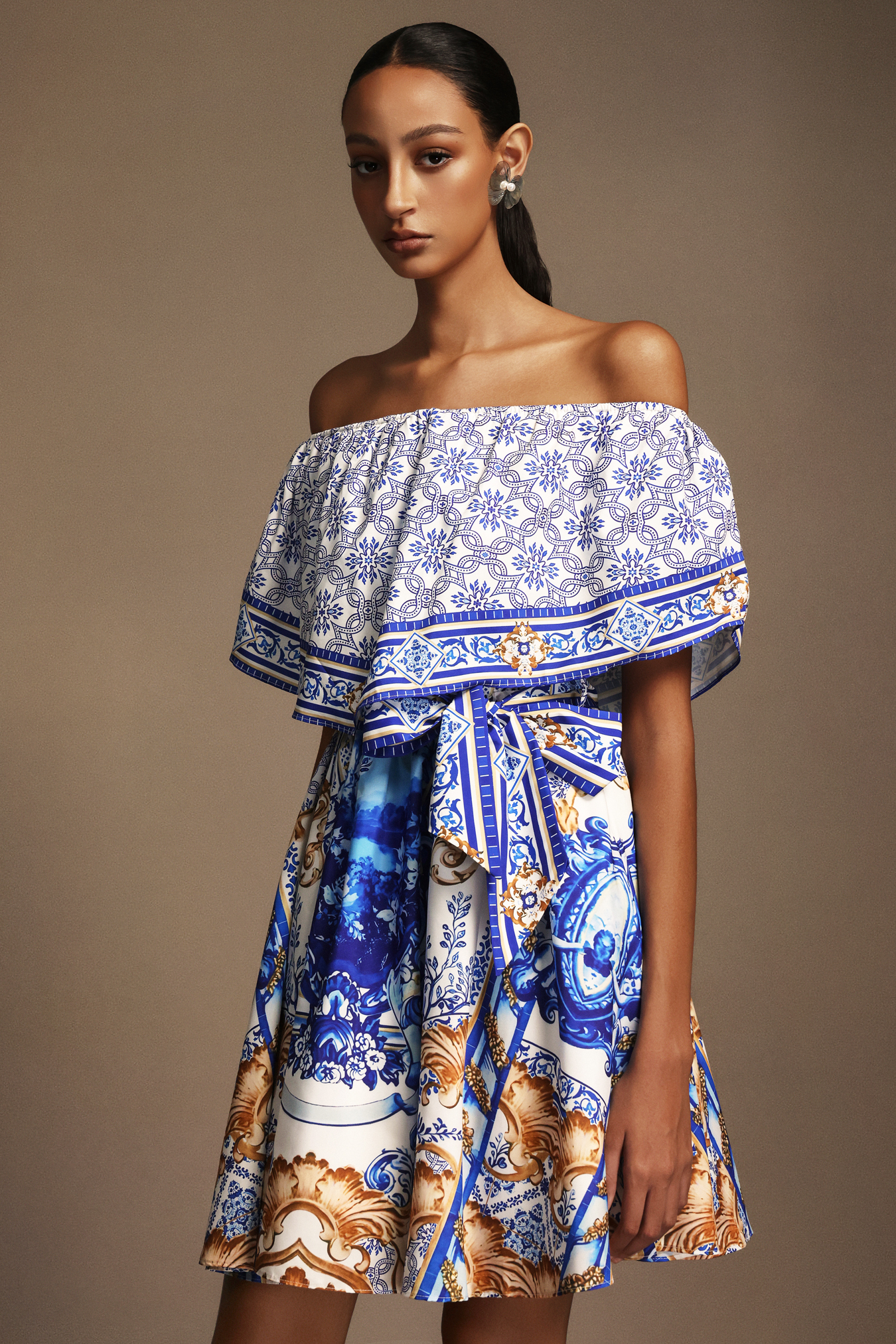 Ethel Off-The-Shoulder Floral Printed Mini Dress