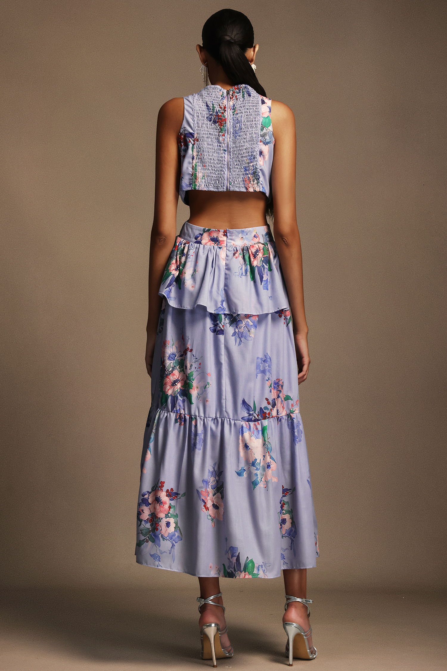 Pedra Round Neck Floral Printed Maxi Dress