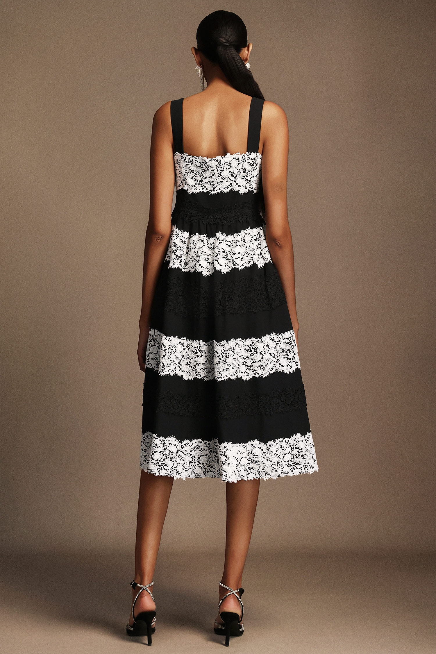 Nettie Halter Sleeveless Lac Midi Dress