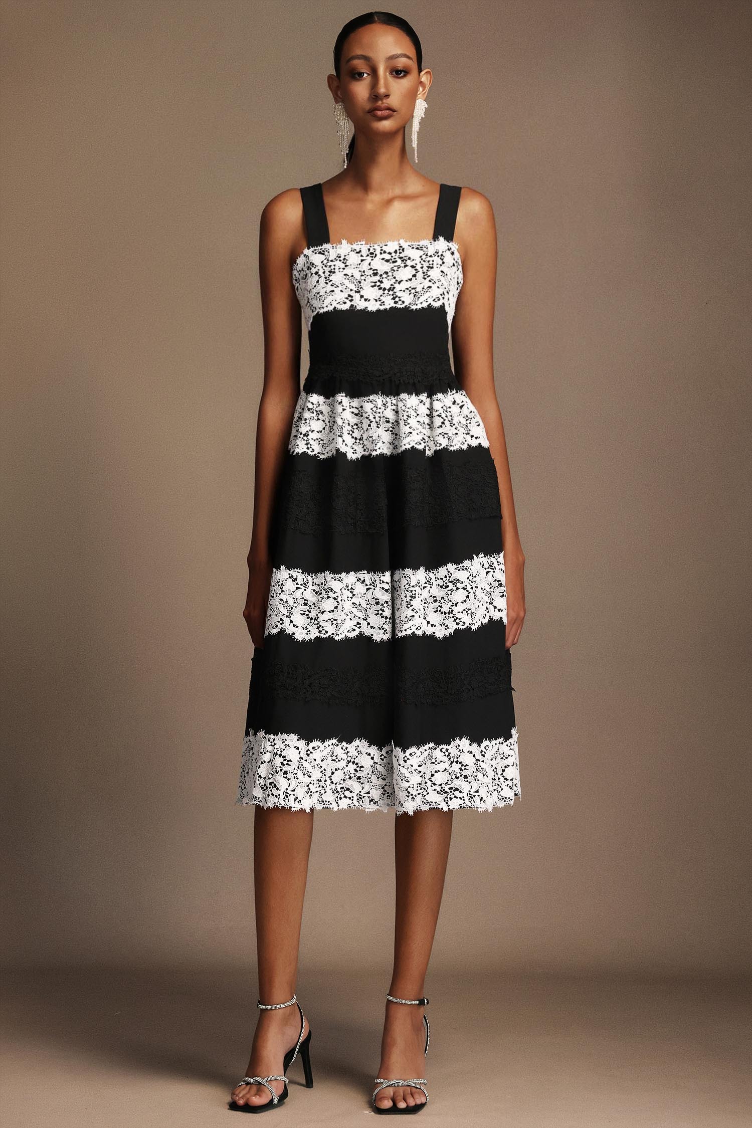 Nettie Halter Sleeveless Lac Midi Dress